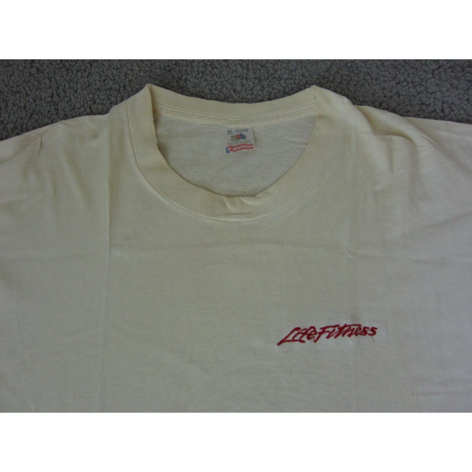Fruit Of The Loom VINTAGE Fruit of the Loom Shirt Mens XL White Life Fitness Made USA T-Shirt 80s 90s Classic School Crew Neck Short Sleeve Jersey Solid Size US XL / EU 56 / 4 - 5 Thumbnail