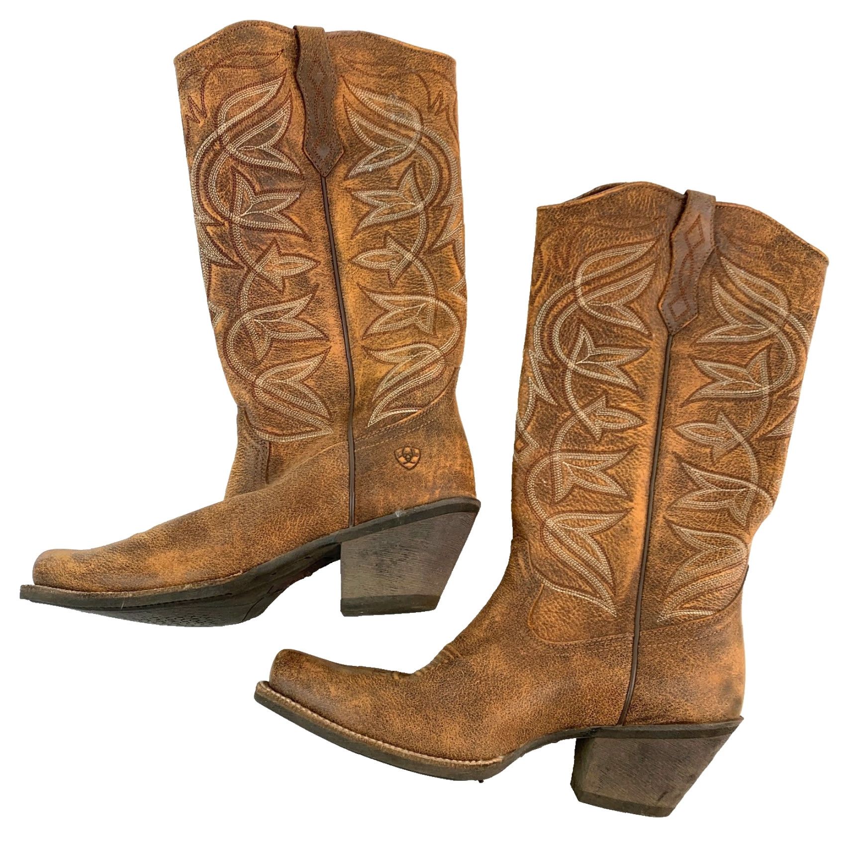 Ariat Ariat Womens Boot Distressed Leather Round Up 10018581 Western Cowboy Leather US 8.5B Brown Shoe Width B Vintage No Day? Size US 9 / IT 39 - 7 Thumbnail