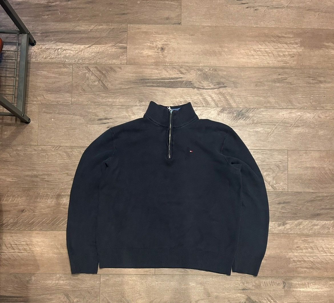 Tommy Hilfiger × Vintage Navy Tommy Hilfiger quarter zip sweater Size US XL / EU 56 / 4 - 1 Thumbnail