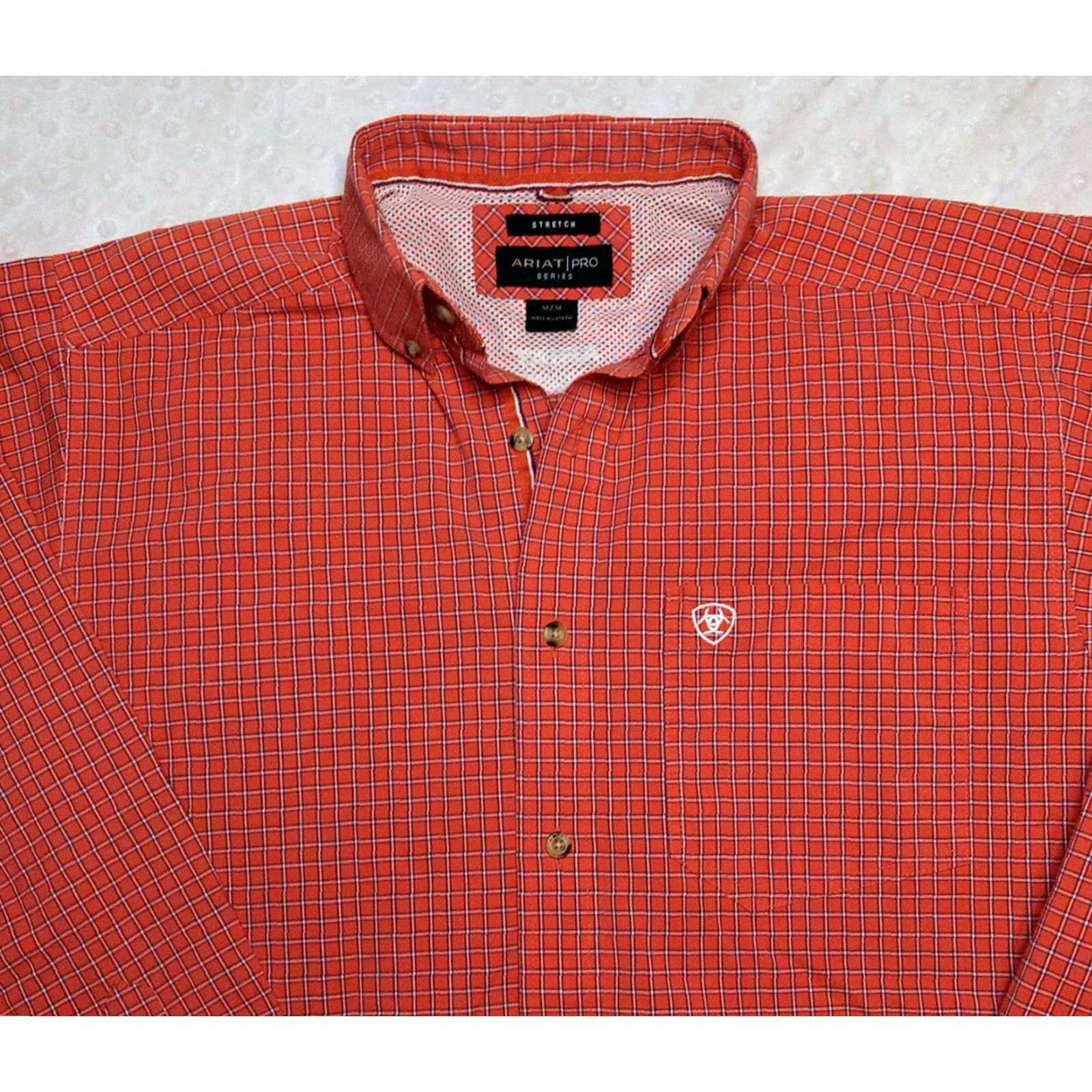 Ariat Ariat Pro Series Shirt Mens M Red Orange Check Button-Down Western Rodeo Shirt Size US M / EU 48-50 / 2 - 4 Thumbnail