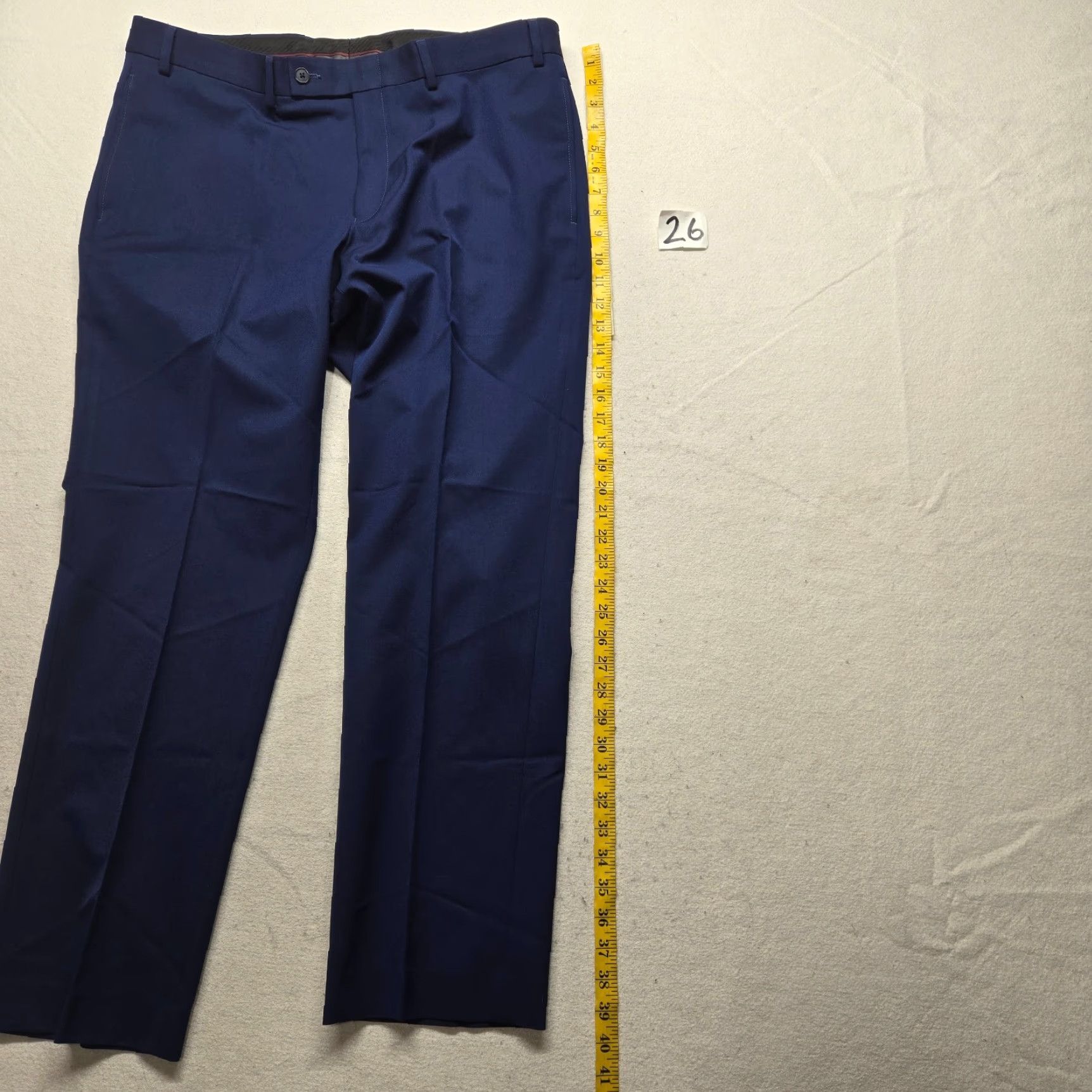 Van Heusen Van Heusen Pants Dress Blue 38 Regular Straight Mens 30 Quot; Stretch Front Slash Pockets Slacks, Flat Front, Belted, Machine Washable Size US 38 / EU 54 - 7 Thumbnail