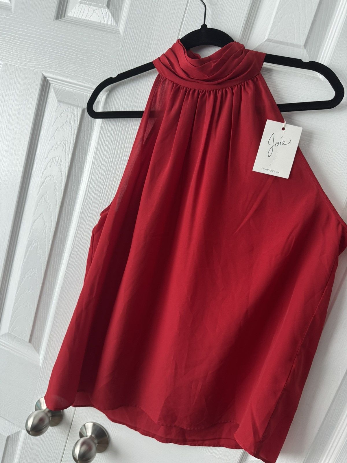 Joie Joie Vibrant Red Sleeveless Blouse Size L / US 10 / IT 46 - 2 Thumbnail