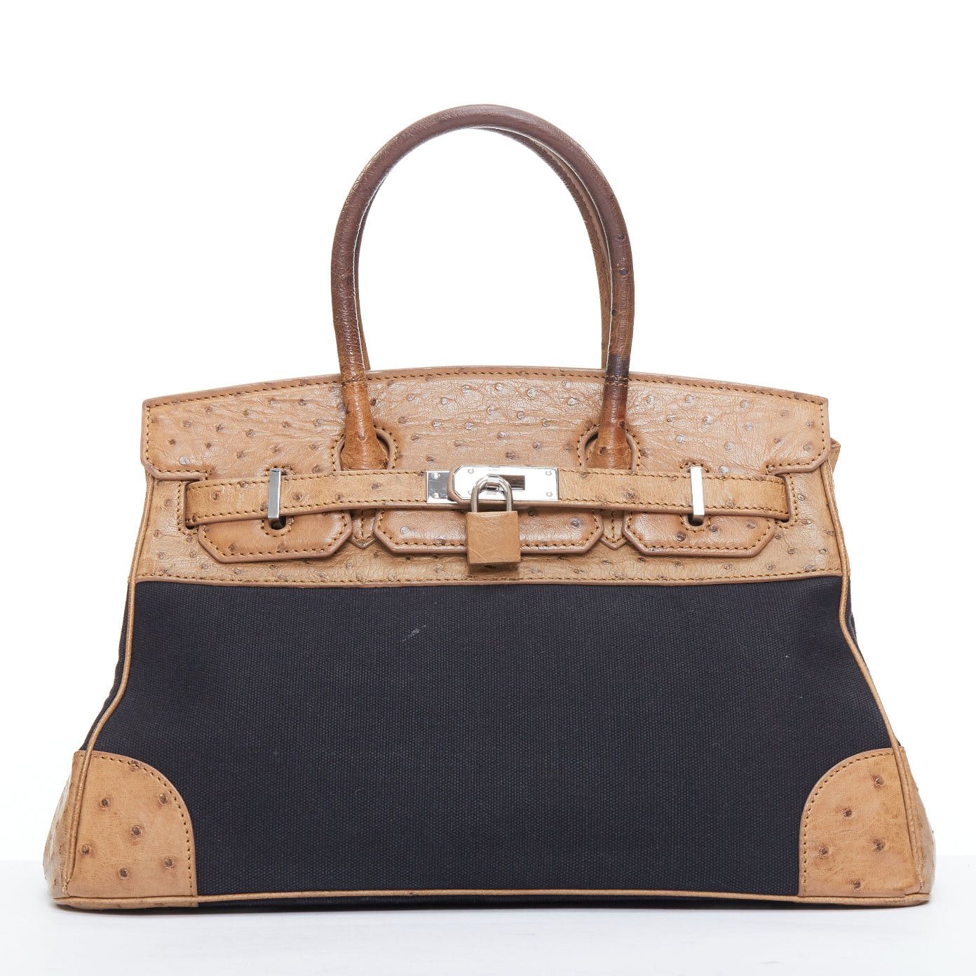 Other KP NEW YORK INC brown leather trim black canvas satchel tote bag Size ONE SIZE - 1 Thumbnail