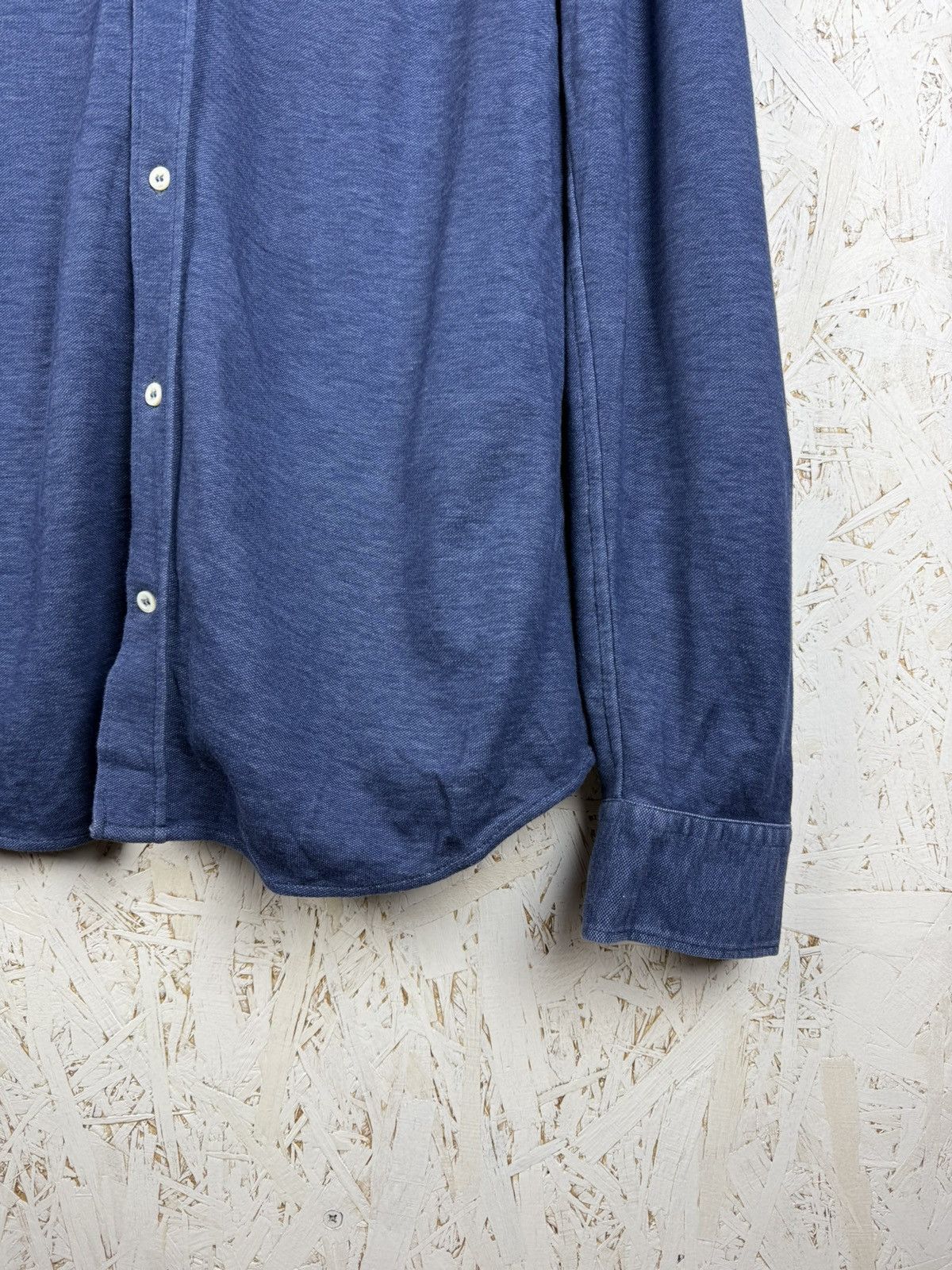 Brunello Cucinelli Brunello Cucinelli Blue Leisure Fit Cotton Long Sleeve Shirt Size US L / EU 52-54 / 3 - 3 Thumbnail