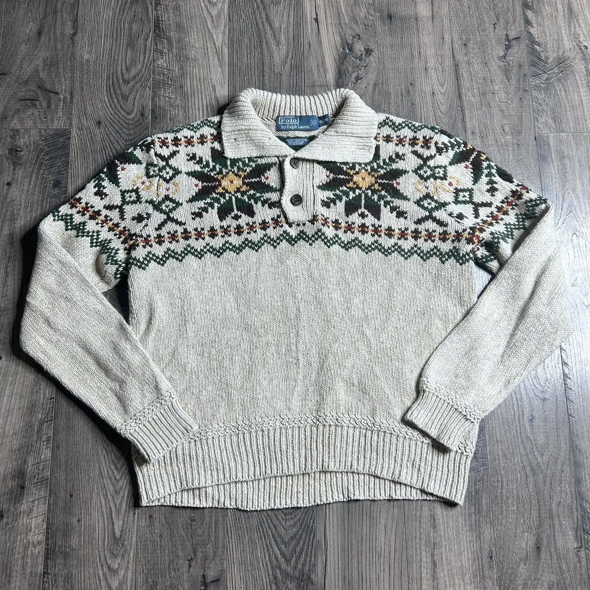 Polo Ralph Lauren Polo ralph lauren fair isle knit henley pullover sweater Size US XL / EU 56 / 4 - 1 Thumbnail