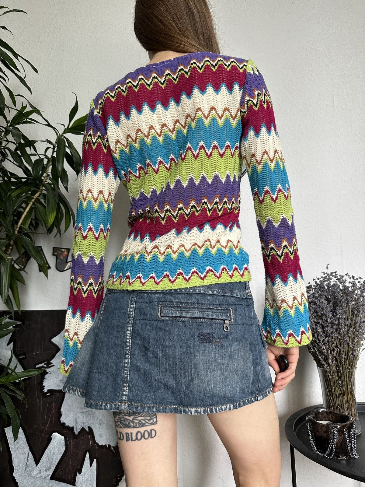 Hysteric Glamour × Japanese Brand Stunning Knit Colourful Crochet Boho Hippie Long Sleeve Top Size XS / US 0-2 / IT 36-38 - 6 Thumbnail