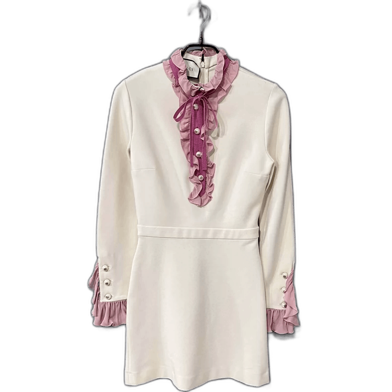 Gucci Ruffled Pearl Button Dress by GUCCI-2506 Size S / US 4 / IT 40 - 1 Thumbnail