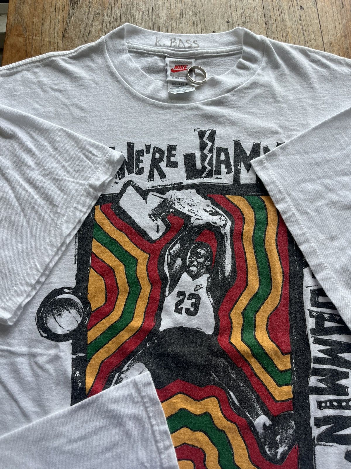 Nike × Vintage Vtg NIKE Michael Jordan Jammin’by Bob Marley 90’s tshirt Size US L / EU 52-54 / 3 - 8 Thumbnail