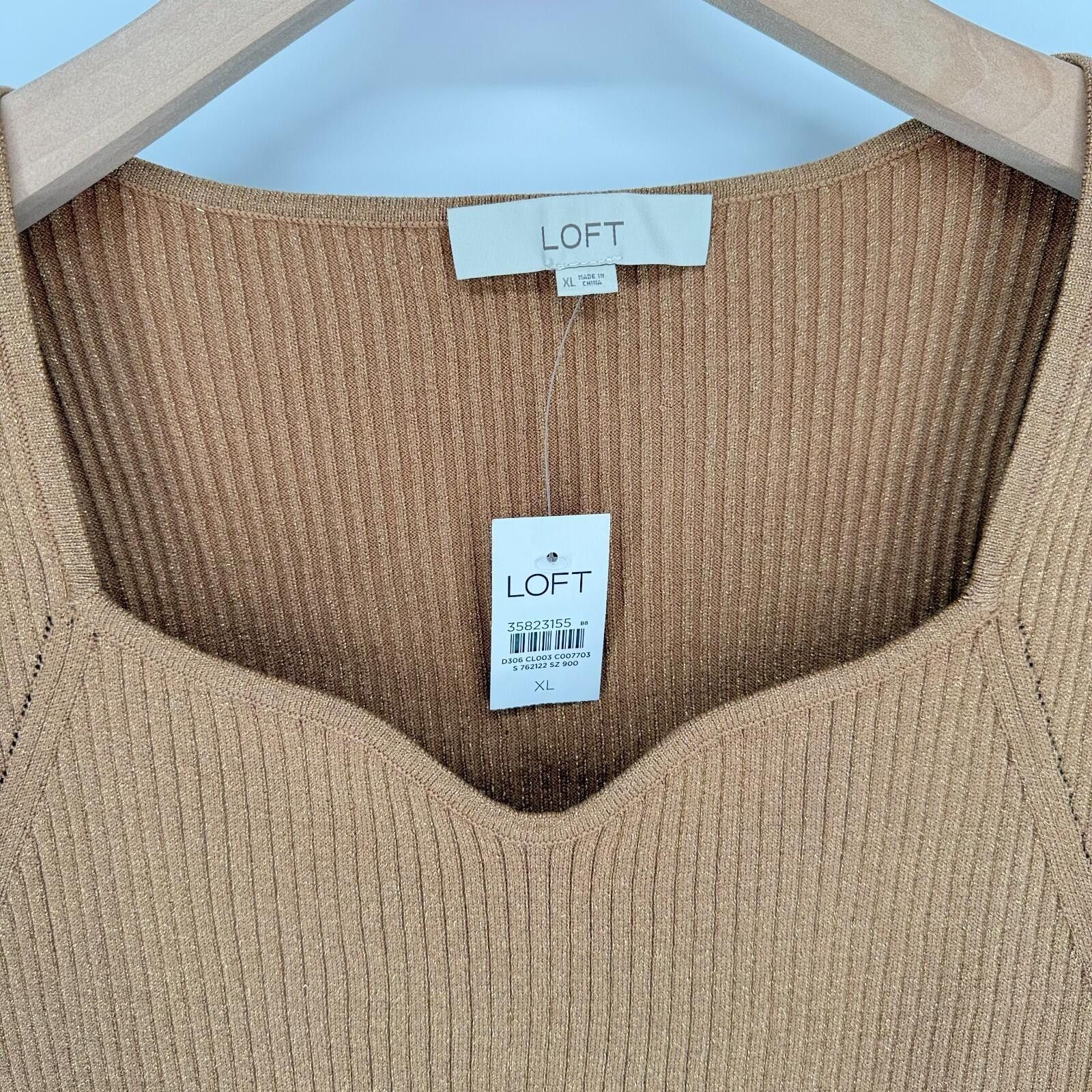Other LOFT Shimmer Ribbed Sweater Coquette Flare Cuff Camel W - XL Size XL / US 12-14 / IT 48-50 - 4 Thumbnail