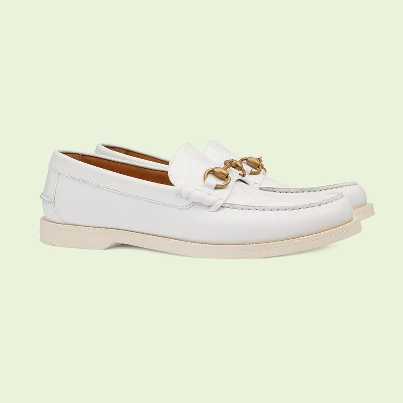 Gucci oc11z526 Men's Loafers Shoes With Horsebit in White Size US 7.5 / EU 40-41 - 2 Thumbnail