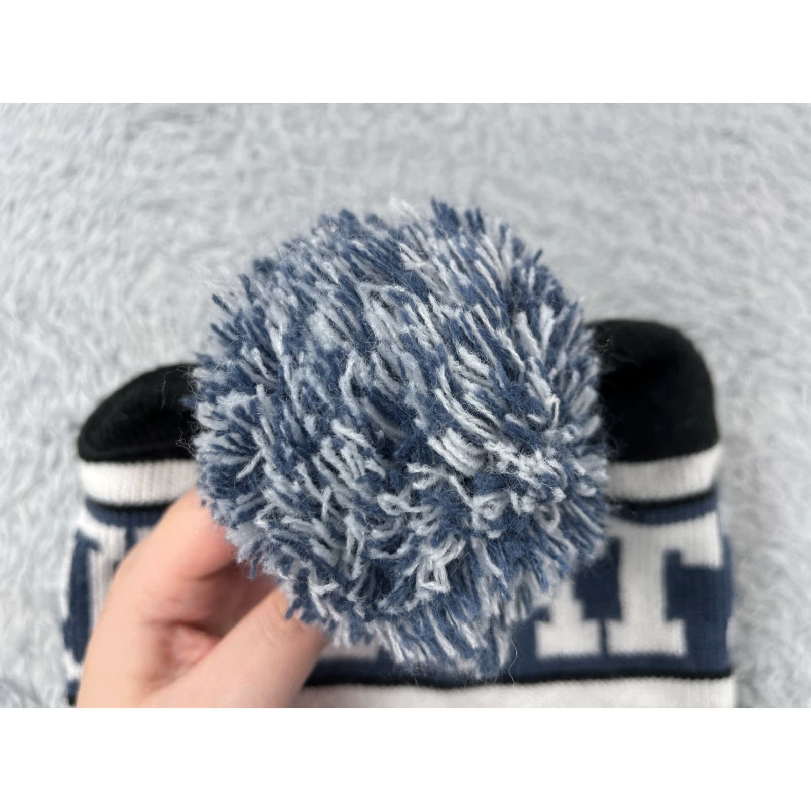 Victoria's Secret Victoria's Secret Beanie Toque Adult One Size Blue White Acrylic PINKNATION Logo Striped Knit Hat Womens Beanie Accessories Winter Fall Size ONE SIZE - 3 Thumbnail