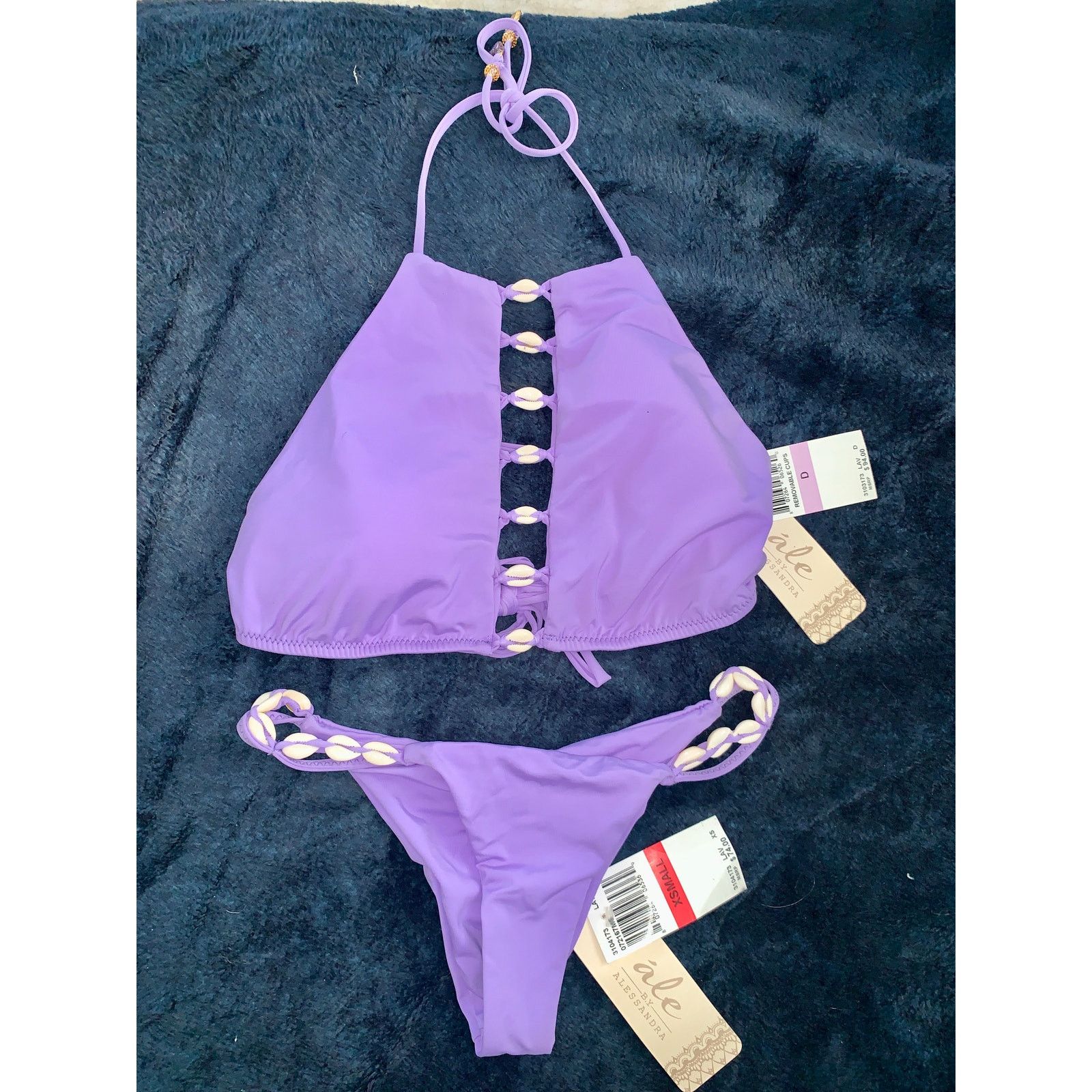 Other NWT $168 ALE LAVENDER COWRIE SHELL BIKINI XS BOTTOM D CUP Size ONE SIZE - 2 Thumbnail