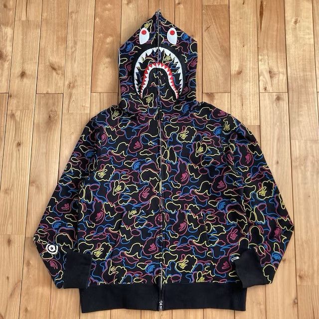 Bape BAPE Neon Camo Shark Full Zip Hoodie a bathing ape Size US M / EU 48-50 / 2 - 1 Thumbnail