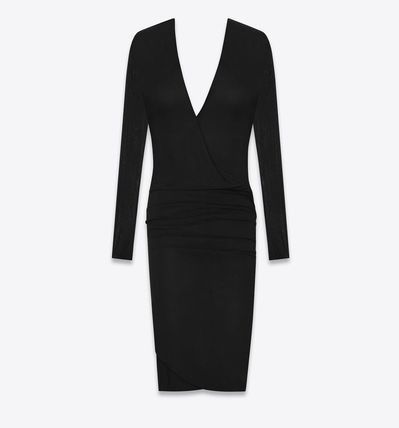 Saint Laurent Paris oc11z1125 Cut Out Dress in Jersey Voile in Black Size M / US 6-8 / IT 42-44 - 1 Thumbnail