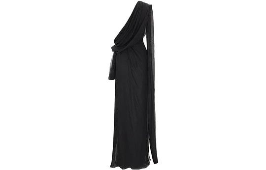 Saint Laurent Paris o1bcso1str1125 Drapped One Shoulder Gown in Black Size XS / US 0-2 / IT 36-38 - 2 Thumbnail