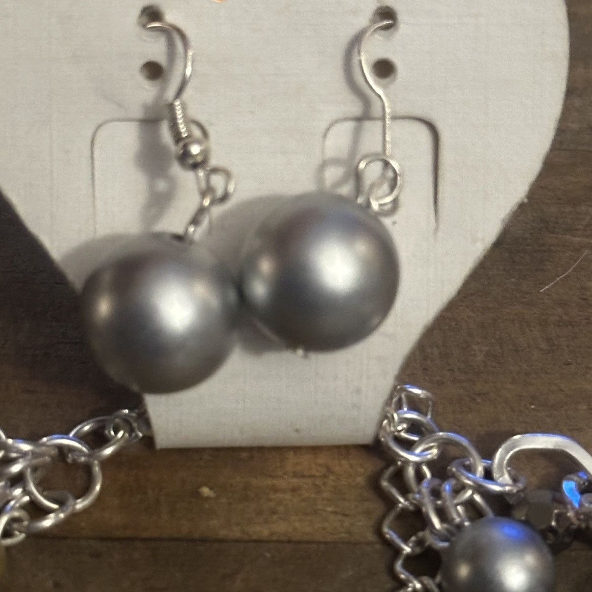 Other Silver tone multi chain stationed bead necklace & earrings Size ONE SIZE - 6 Thumbnail