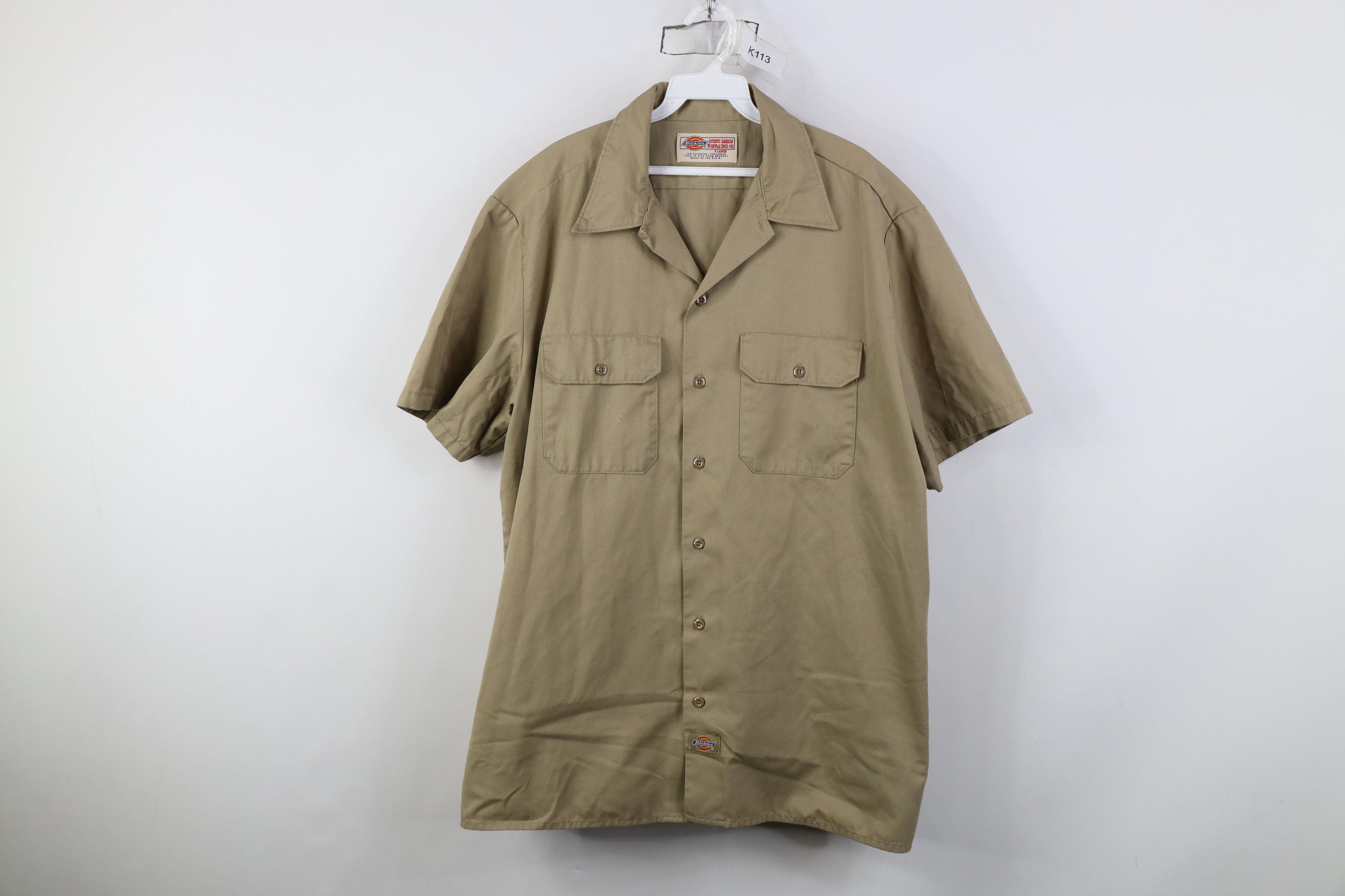 Dickies Vintage 90s Dickies Mechanic Button Shirt Khaki Brown USA Size US XL / EU 56 / 4 - 1 Thumbnail