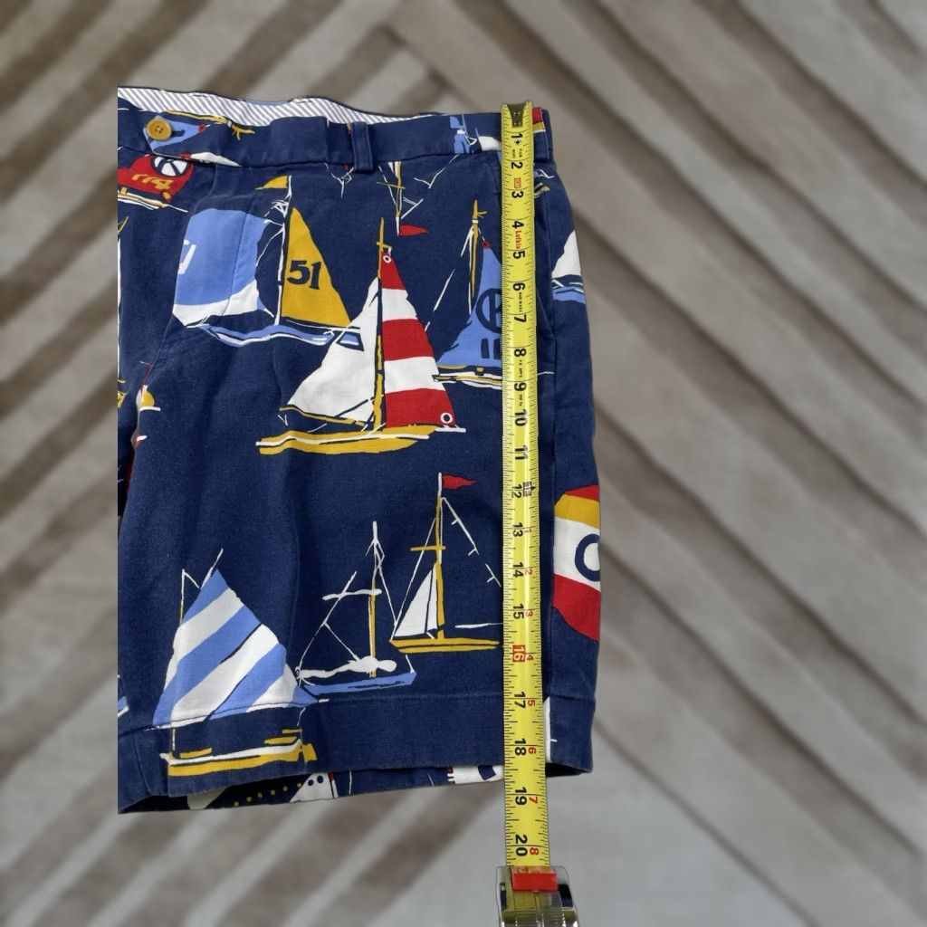 Brooks Brothers Brooks Brothers Bermuda Shorts Nautical Print Sailing Boat AOP Summer Men’s 38 Blue Cotton Spandex Lightweight Pockets Regular 38 Mens Size US 38 / EU 54 - 1 Thumbnail