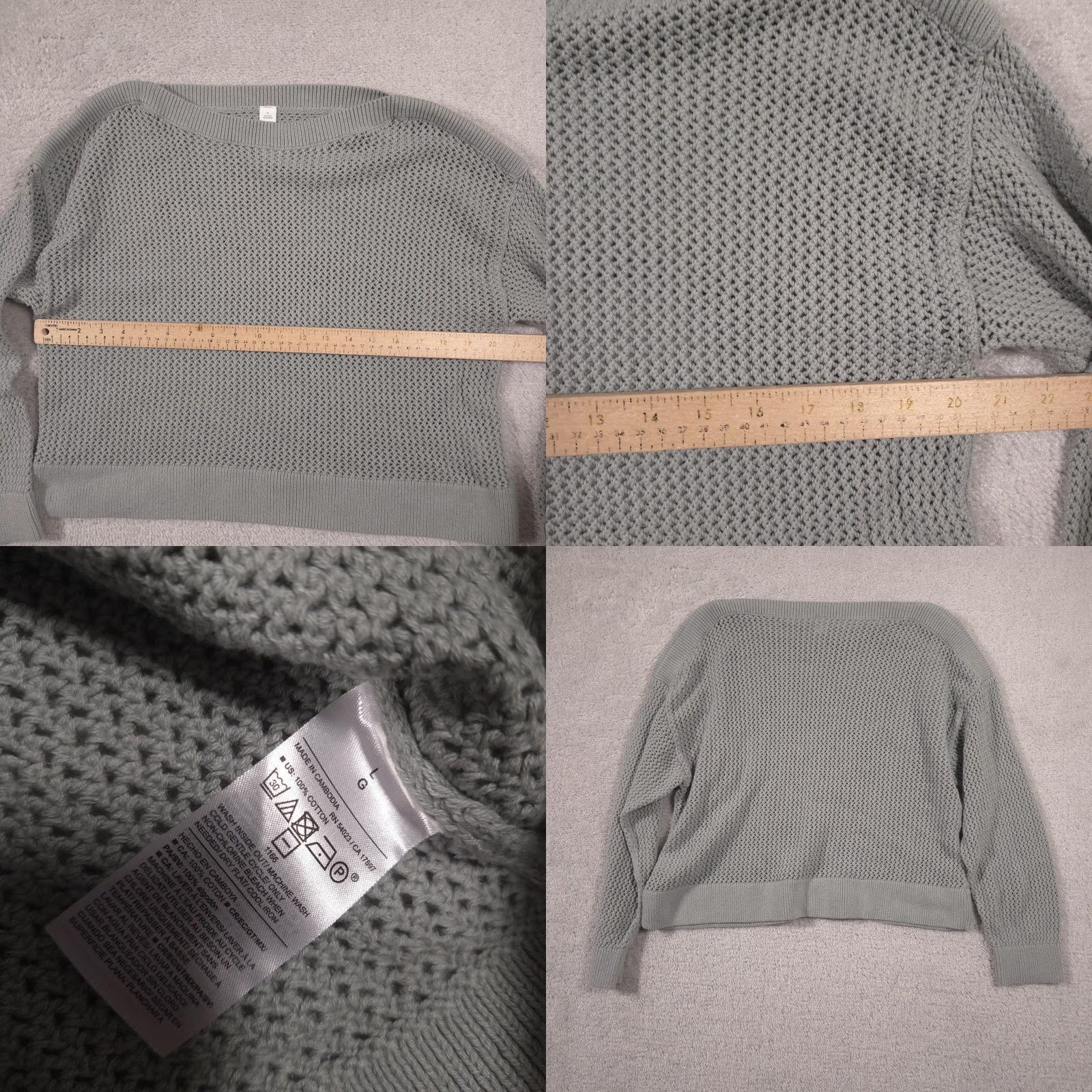 Old Navy Old Navy Sweater Womens L Gray Open Knit Boat Neck Long Sleeve Pullover Size L / US 10 / IT 46 - 8 Thumbnail