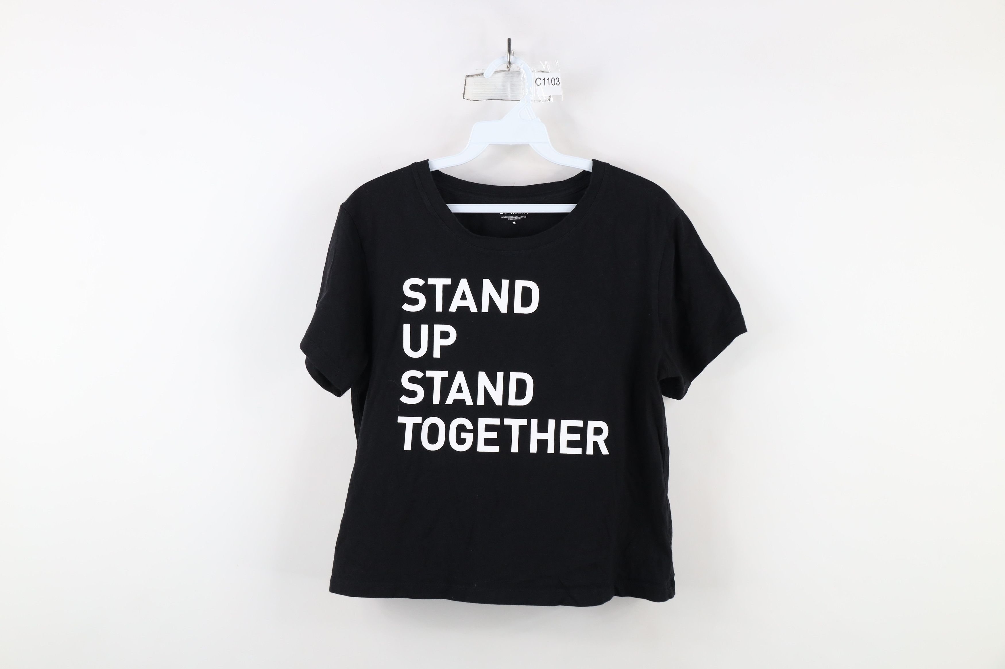 Athleta × Vintage Athleta Stand Up Stand Together Cropped T-Shirt Black Size M / US 6-8 / IT 42-44 - 1 Thumbnail