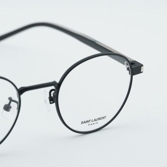 Saint Laurent Paris Saint Laurent SL848/J 001 Eyeglasses Shiny Black 49mm Round Size ONE SIZE - 4 Thumbnail
