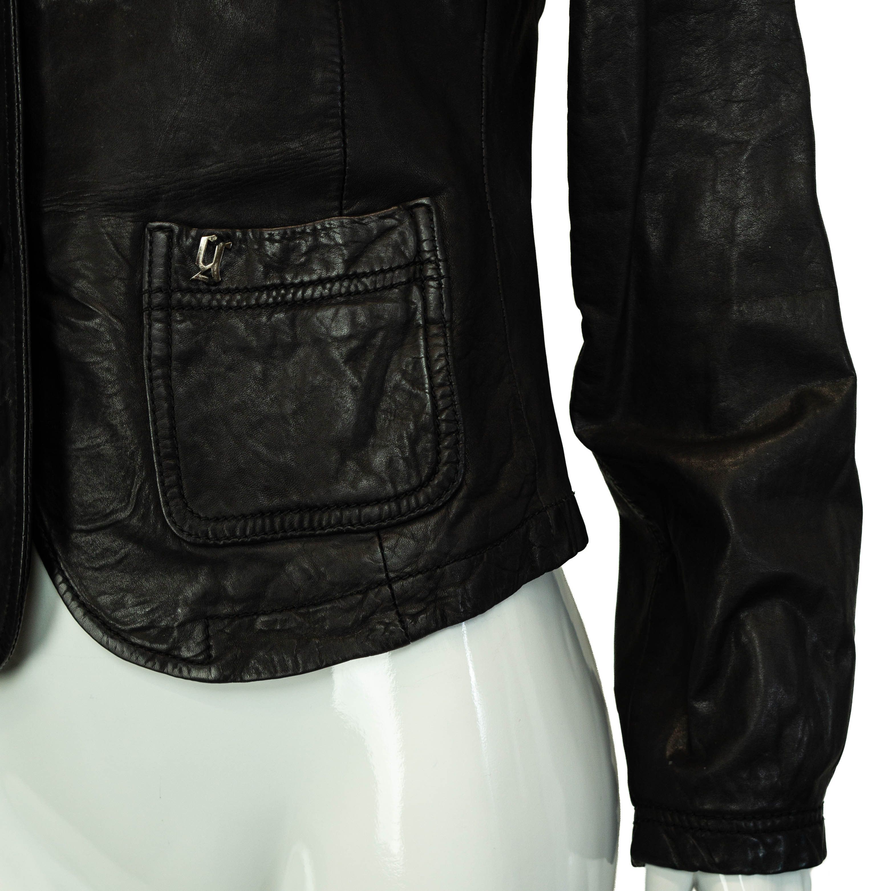 John Galliano JOHN GALLIANO Women Black Leather Jacket Size M / US 6-8 / IT 42-44 - 5 Thumbnail