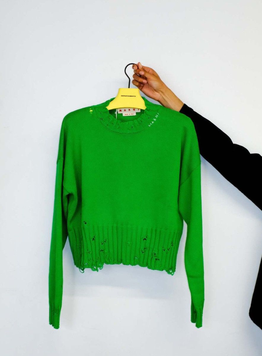 Image of Marni Destroyed Green Sweater, Men's (Size Small)