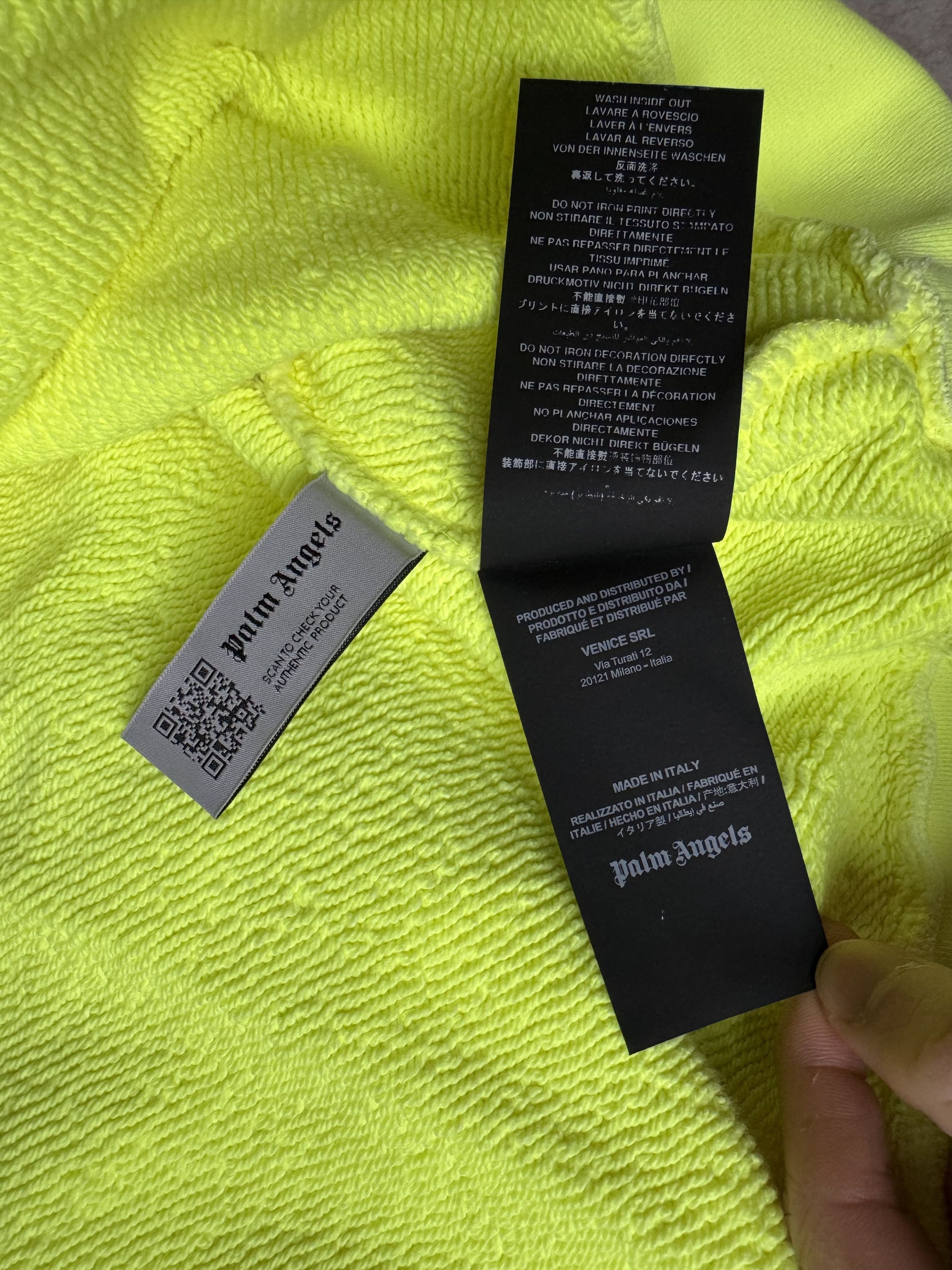 Palm Angels Bear Hoodie Sprayed Yellow Fluo