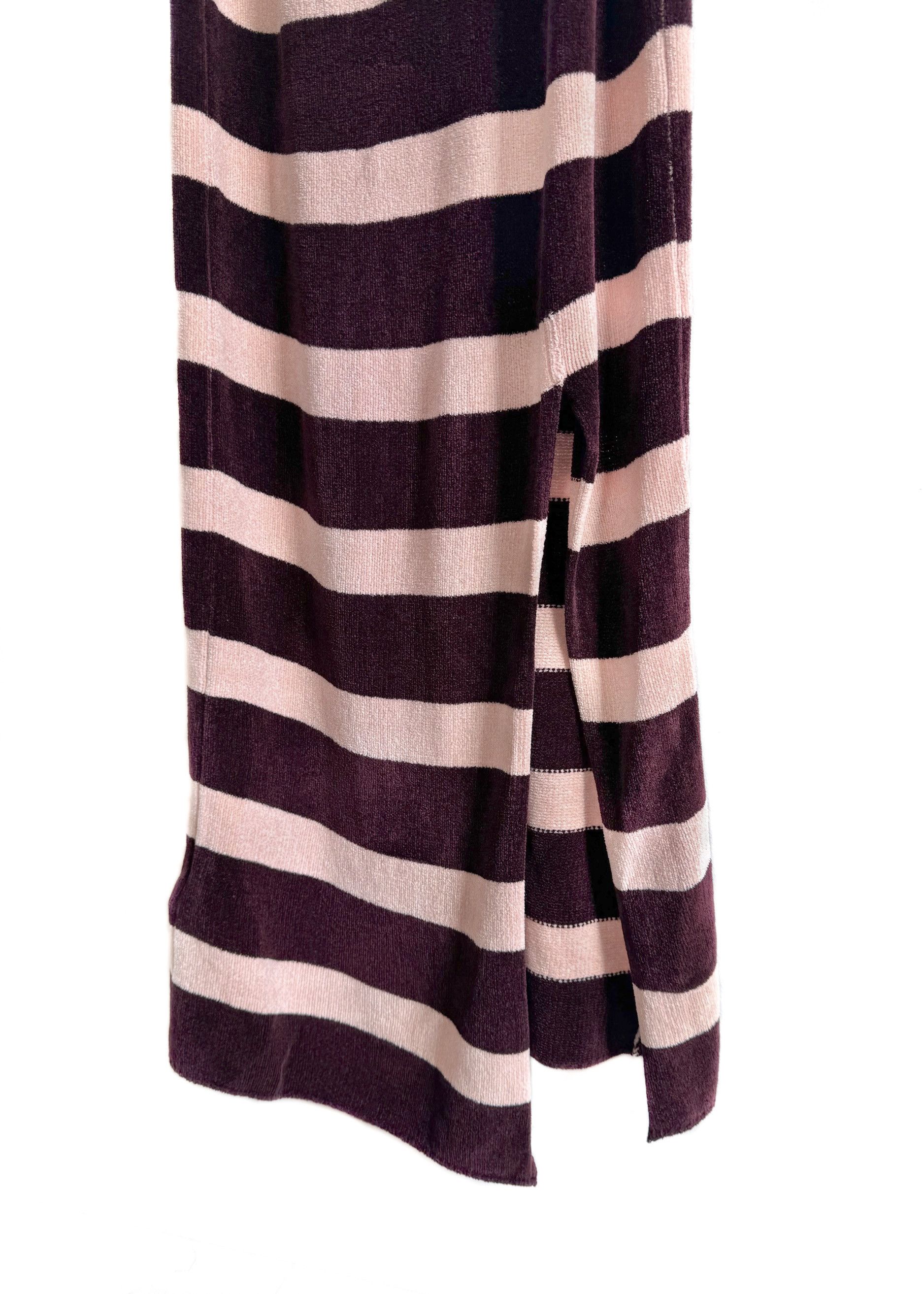 Marni Marni Pink Burgundy Striped Chenille Knit Slit Midi Dress Size M / US 6-8 / IT 42-44 - 3 Thumbnail