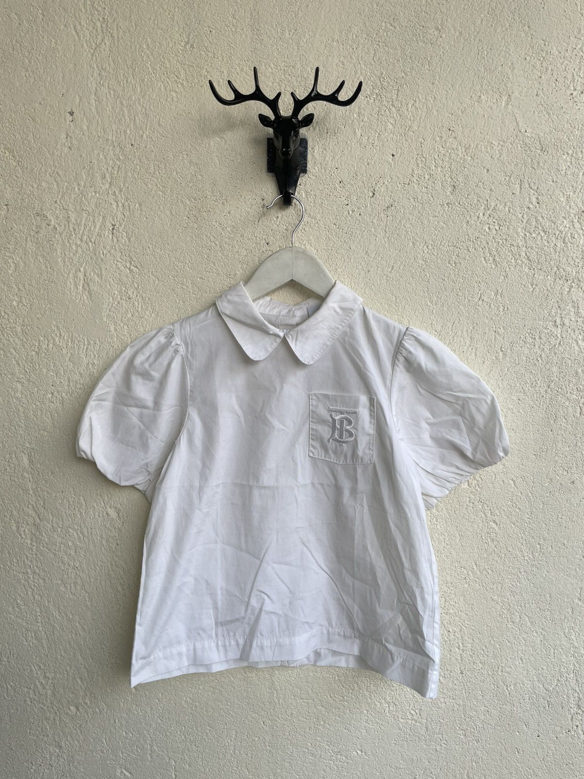 Burberry 00s Burberry Puff Sleeve Peter Pan Collar Embroidery Miumiu Size XXS / US 00 / IT 34 - 1 Thumbnail