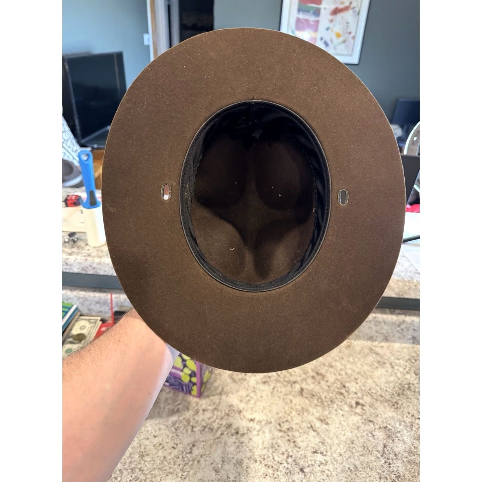 FELT VINTAGE Stratton Self Forming Drill Sergeant Instructor Wool Felt Hat 7 USA Size ONE SIZE - 6 Thumbnail