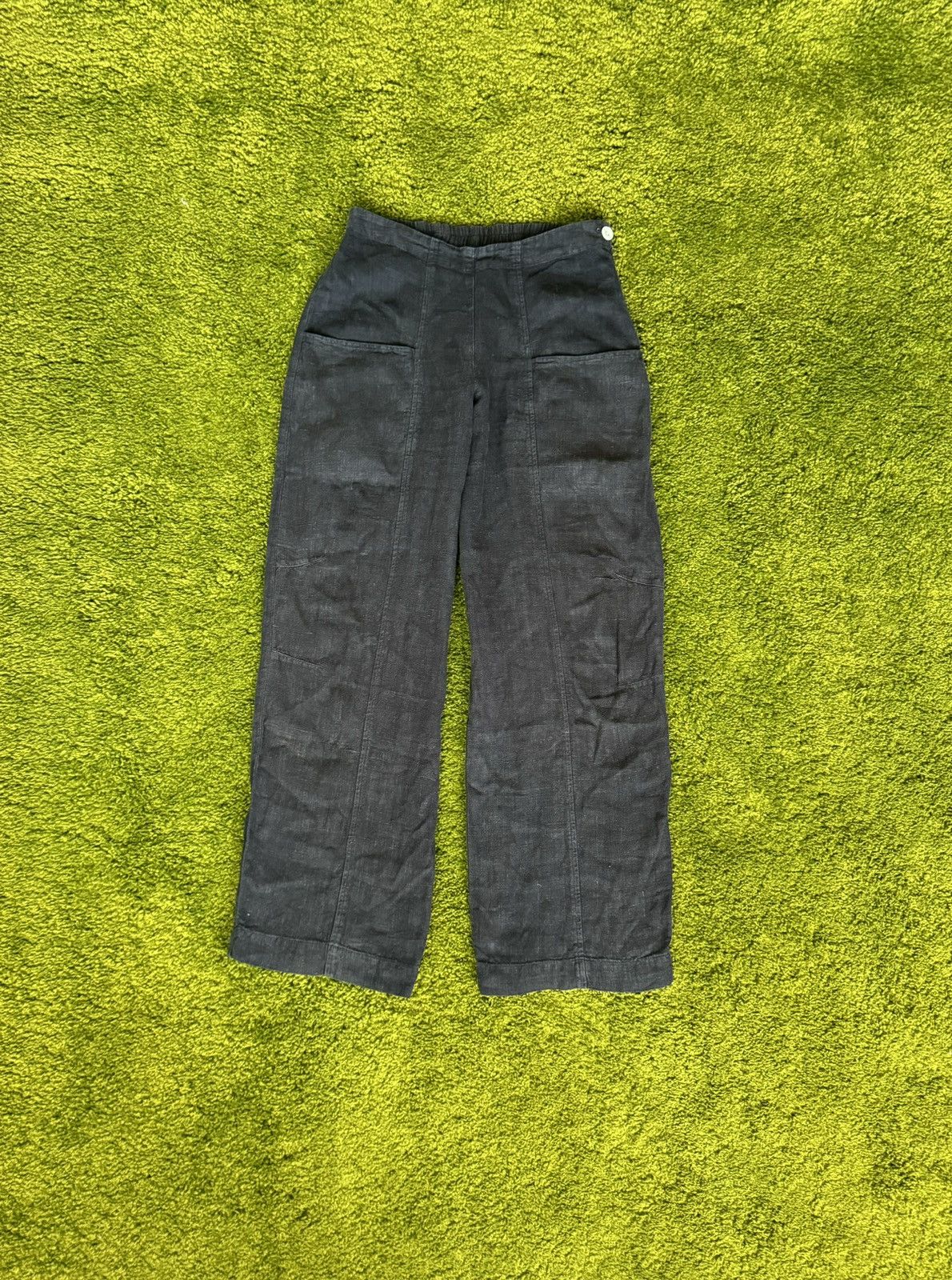 Designer Grizas avant garde wide leg palazzo linen pants Size 27" / US 4 / IT 40 - 1 Thumbnail