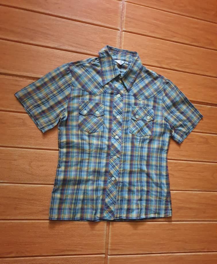 Japanese Brand Checkered chambray retro shirt Size XXS / US 00 / IT 34 - 5 Thumbnail