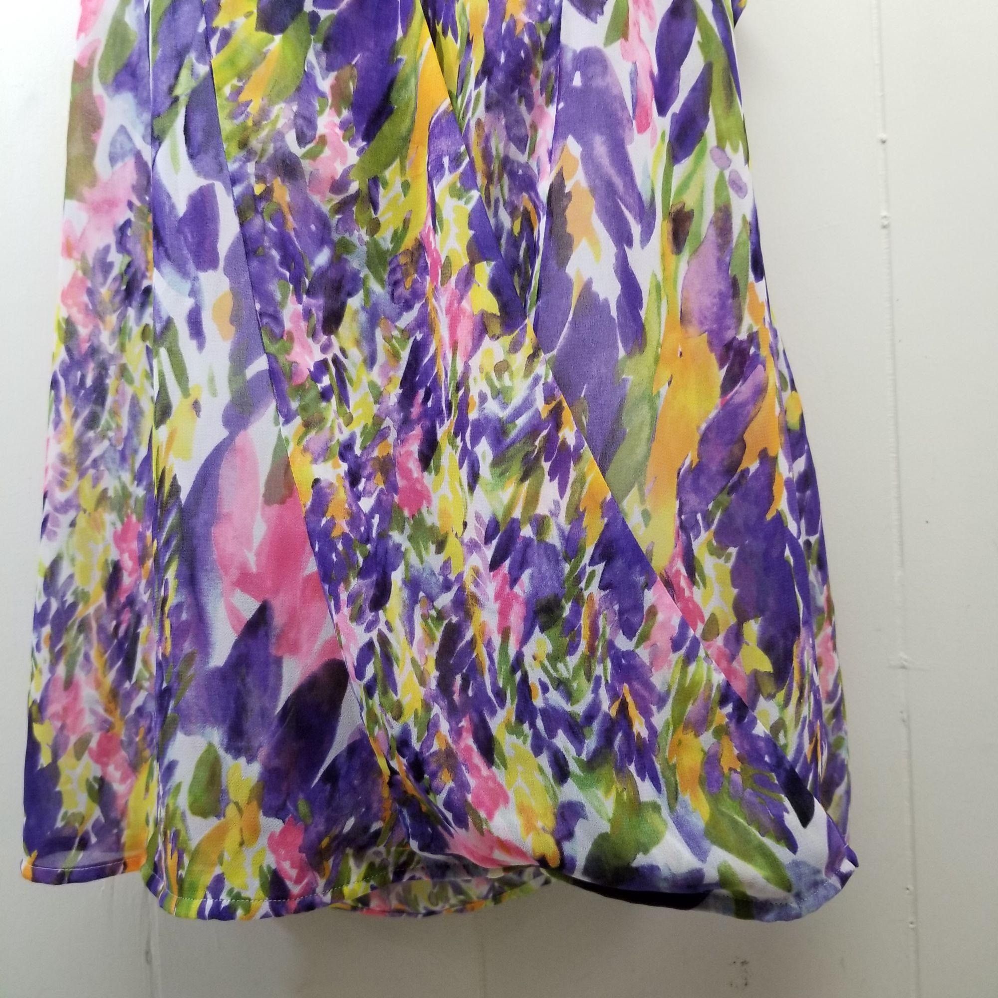 Other Cabi S Petals Watercolor Floral Top Sheer Surplice 730 Chiff Size S / US 4 / IT 40 - 4 Thumbnail