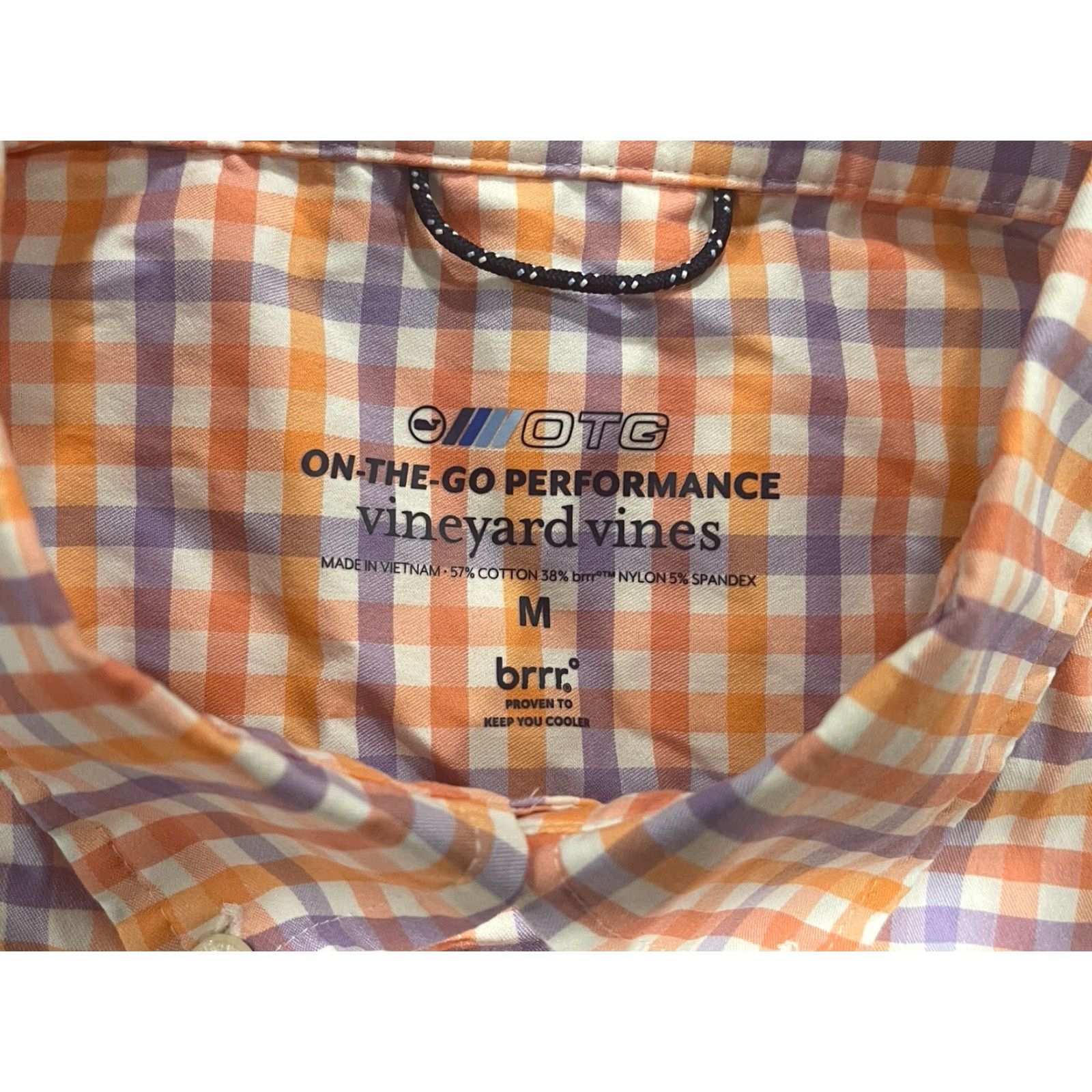 Vineyard Vines Vineyard Vines Shirt Med Blue Orange Plaid Button Down L/S OTG Performance Brr Size US M / EU 48-50 / 2 - 5 Thumbnail