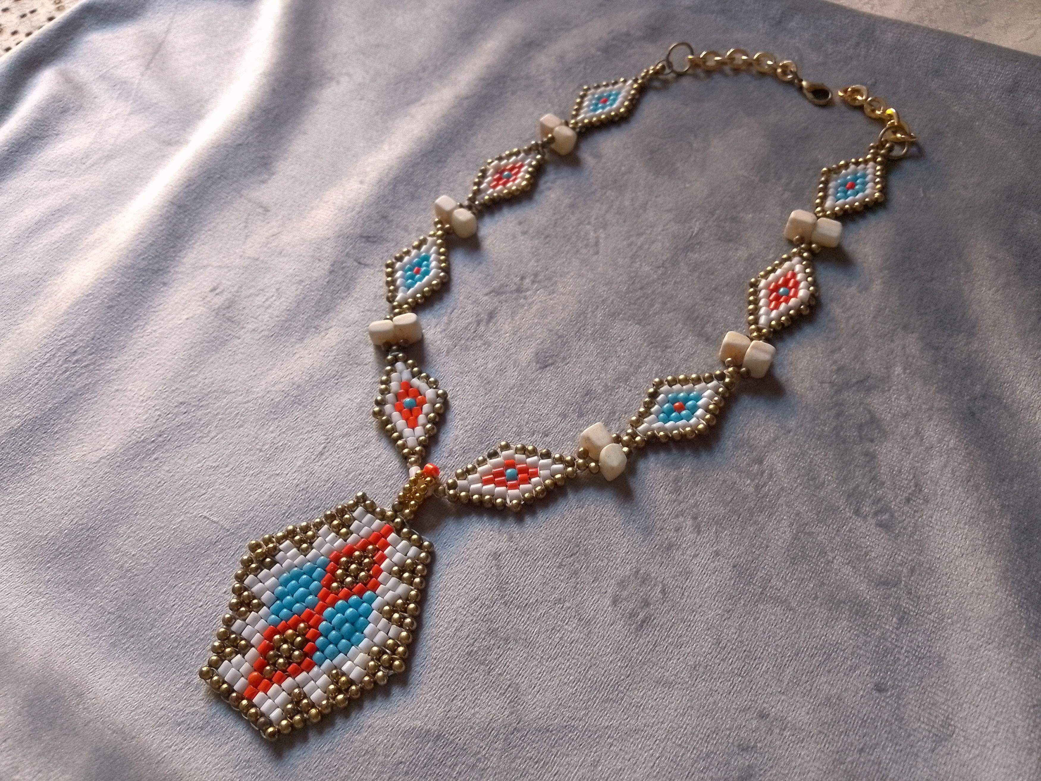 Handmade Necklace Pendant Ethnic Native Americans Rough Stones Size ONE SIZE - 3 Thumbnail