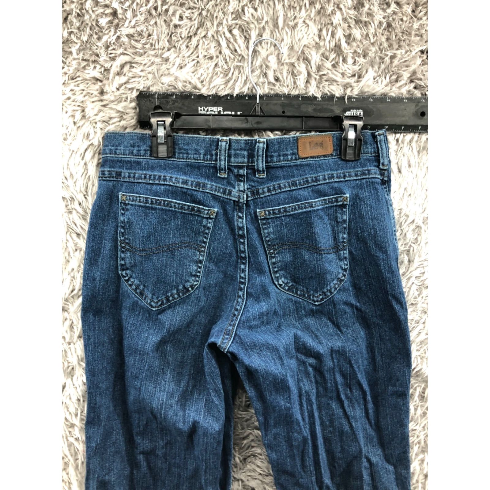Lee Lee Relaxed Straight Jeans Womens Medium Wash Blue Size 14 Regular 5-Pocket Denim Cotton Mid Rise Straight Size 36" / US 14 / IT 50 - 7 Thumbnail