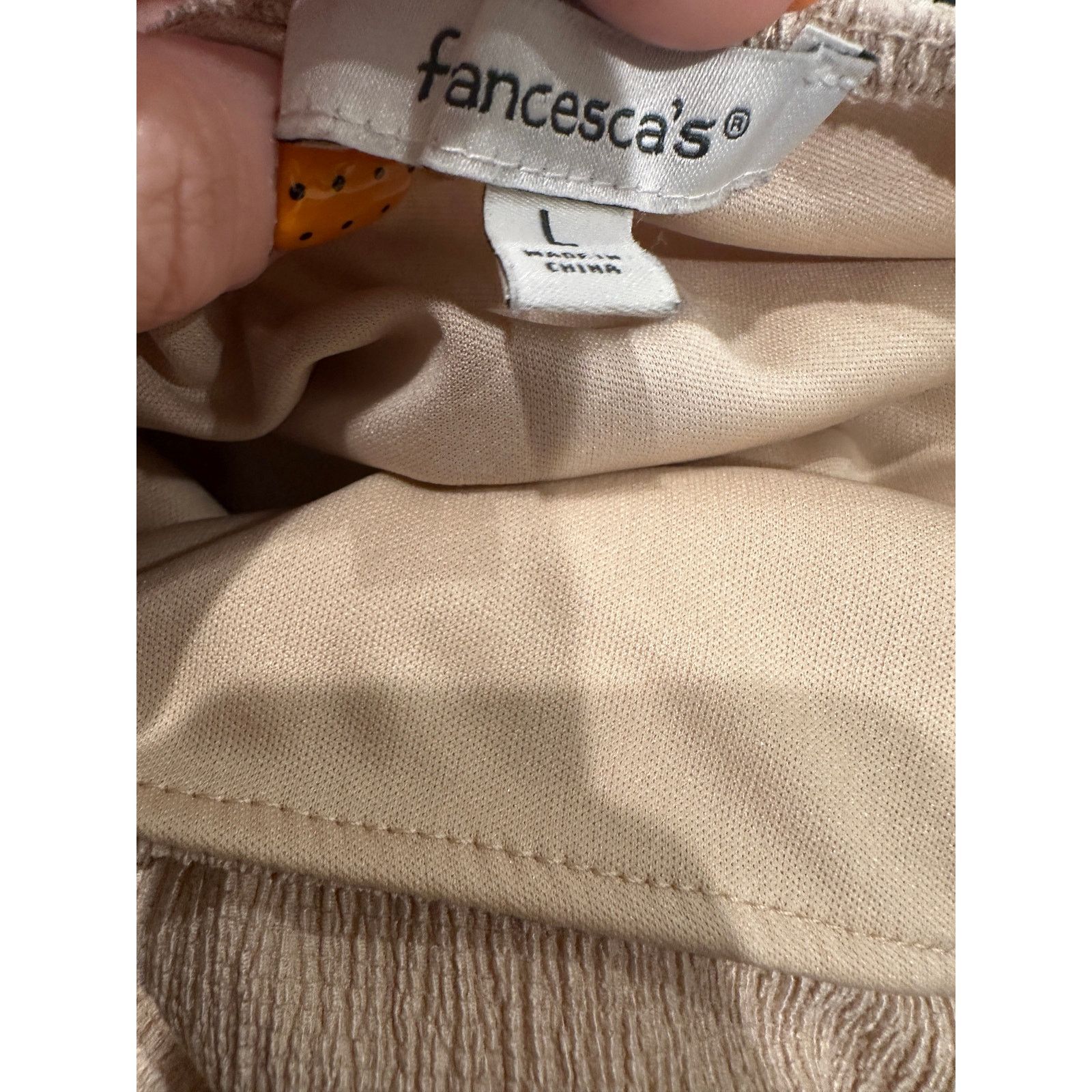 Other Francescas Beige Square Neck Puff Sleeve Knit Bodysuit Size L / US 10 / IT 46 - 5 Thumbnail