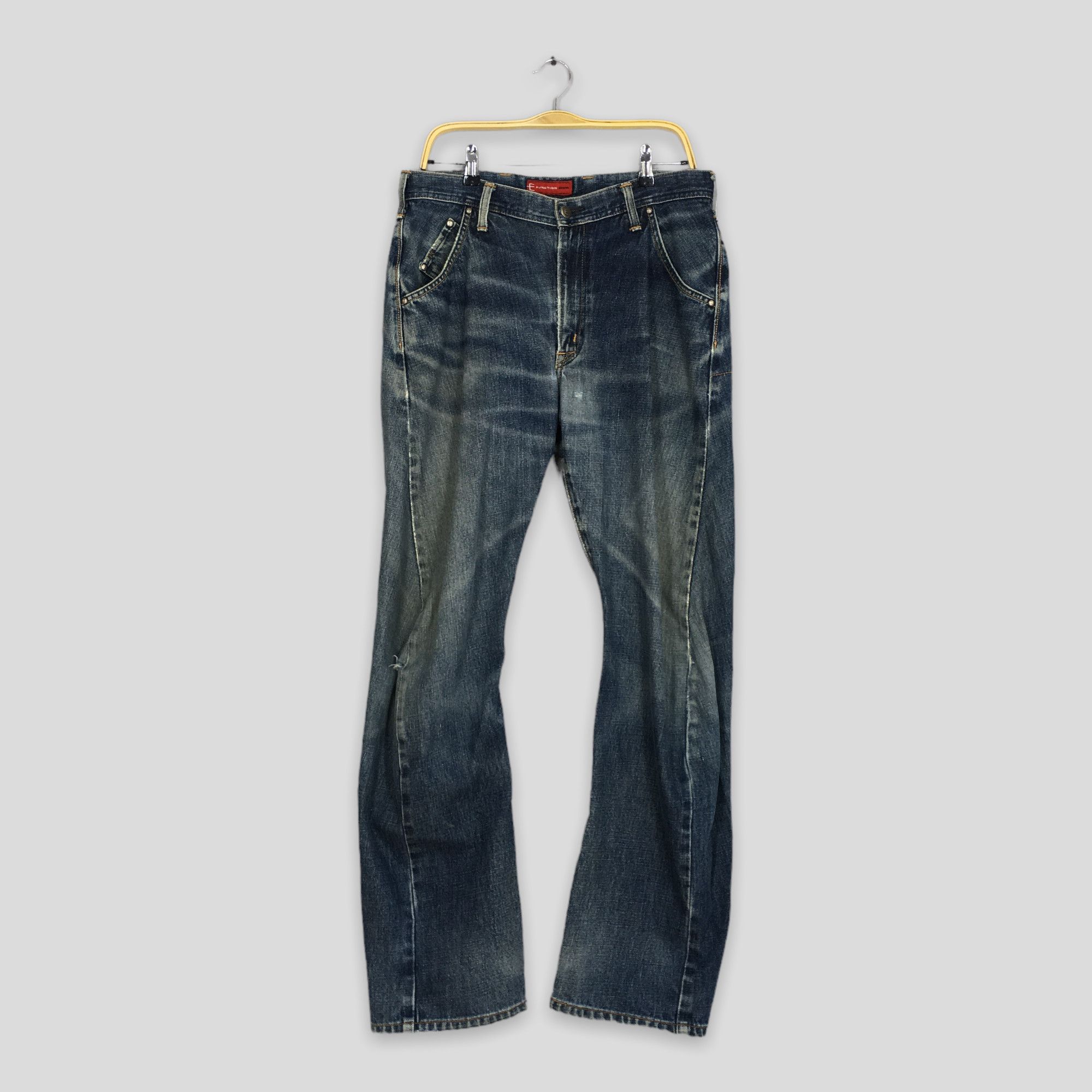 image of Distressed Denim x Edwin Size 32X32.5 Edwin E Function Japan Faded Blue Jeans, Men's