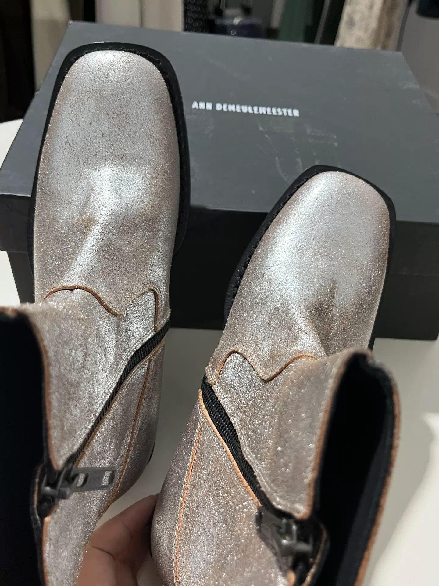 Ann Demeulemeester Ann Demeulemeester New Boots Square Toe Silver 36 Size US 6 / IT 36 - 3 Thumbnail