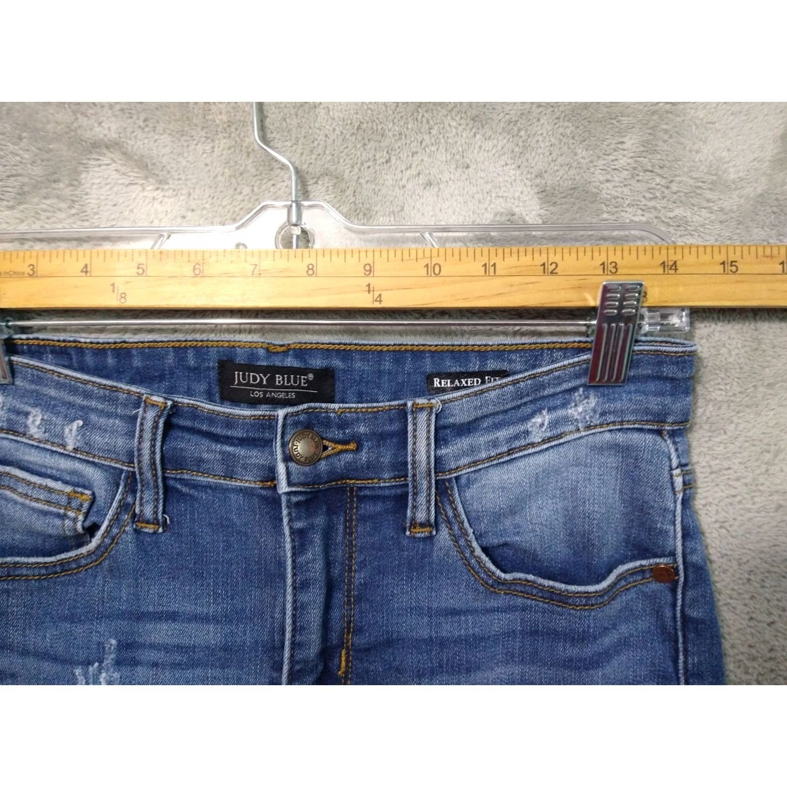 Denime Judy Blue Jeans Womens 7/28 Denim Relaxed Fit Distressed Stretch Mid Rise Jeans Size 28" / US 6 / IT 42 - 3 Thumbnail