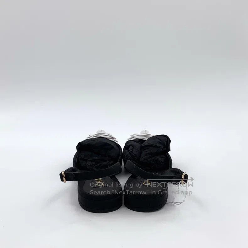 Chanel Chanel Black camelia pointed buckle casual flat-bottomed c Size US 7 / IT 37 - 4 Thumbnail