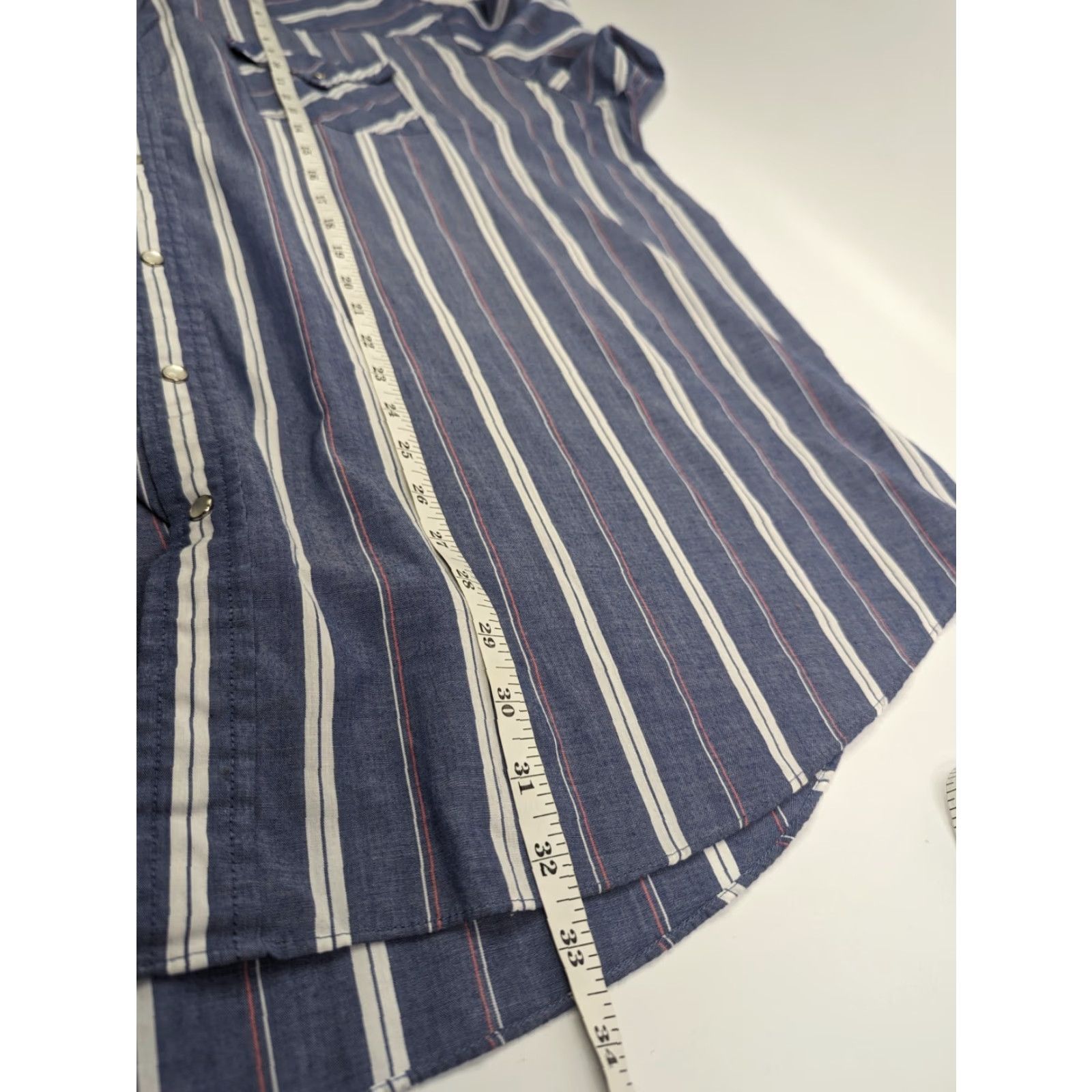 Vintage VINTAGE Ely Cattleman Pearl Snap Shirt Mens 4X Big Blue White Striped Short Sleeve Snap Button-Up Western Theme Mens Big & Tall Size US XXL / EU 58 / 5 - 4 Thumbnail