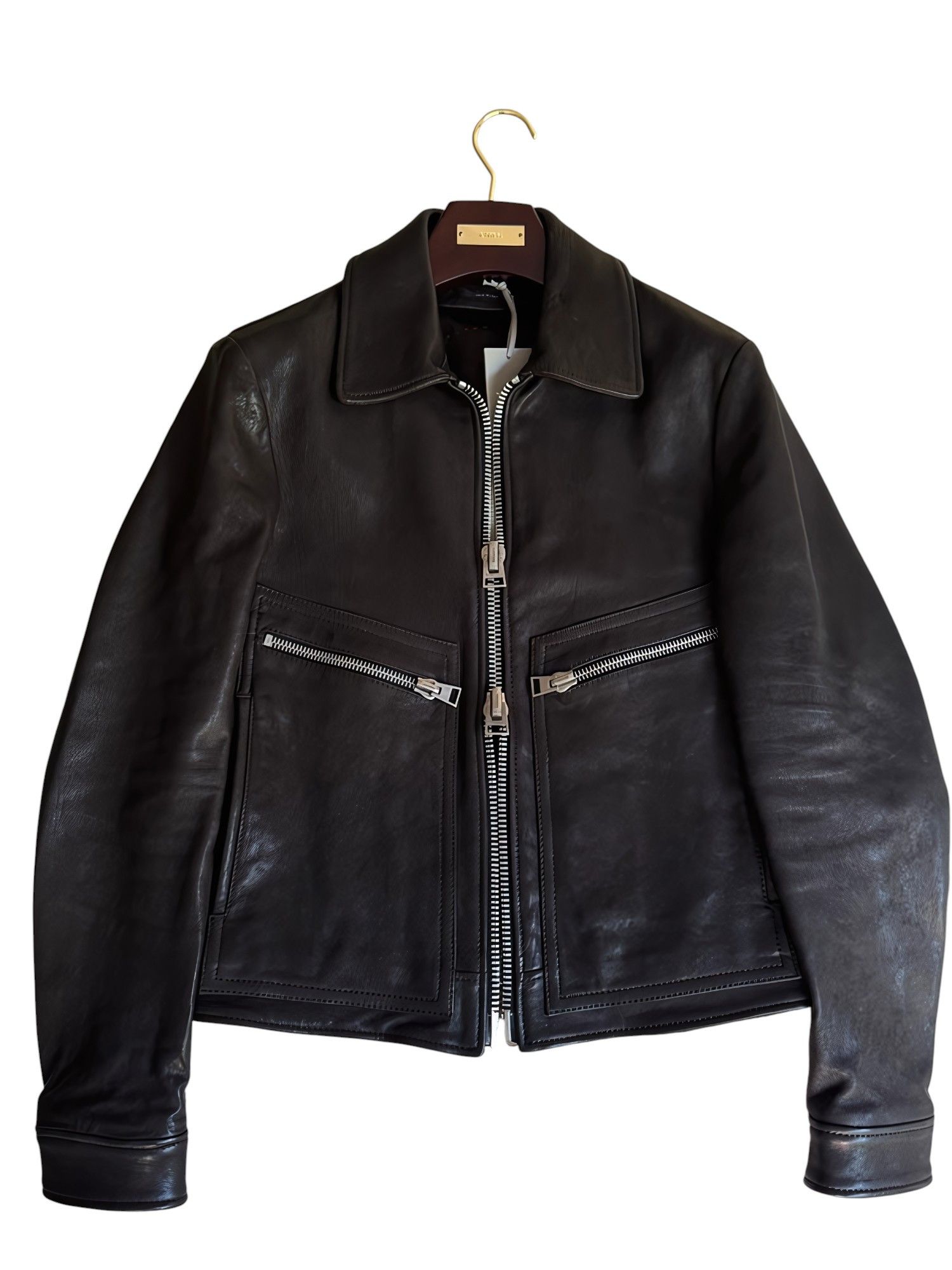 CALFSKIN LEATHER BIKER JACKET