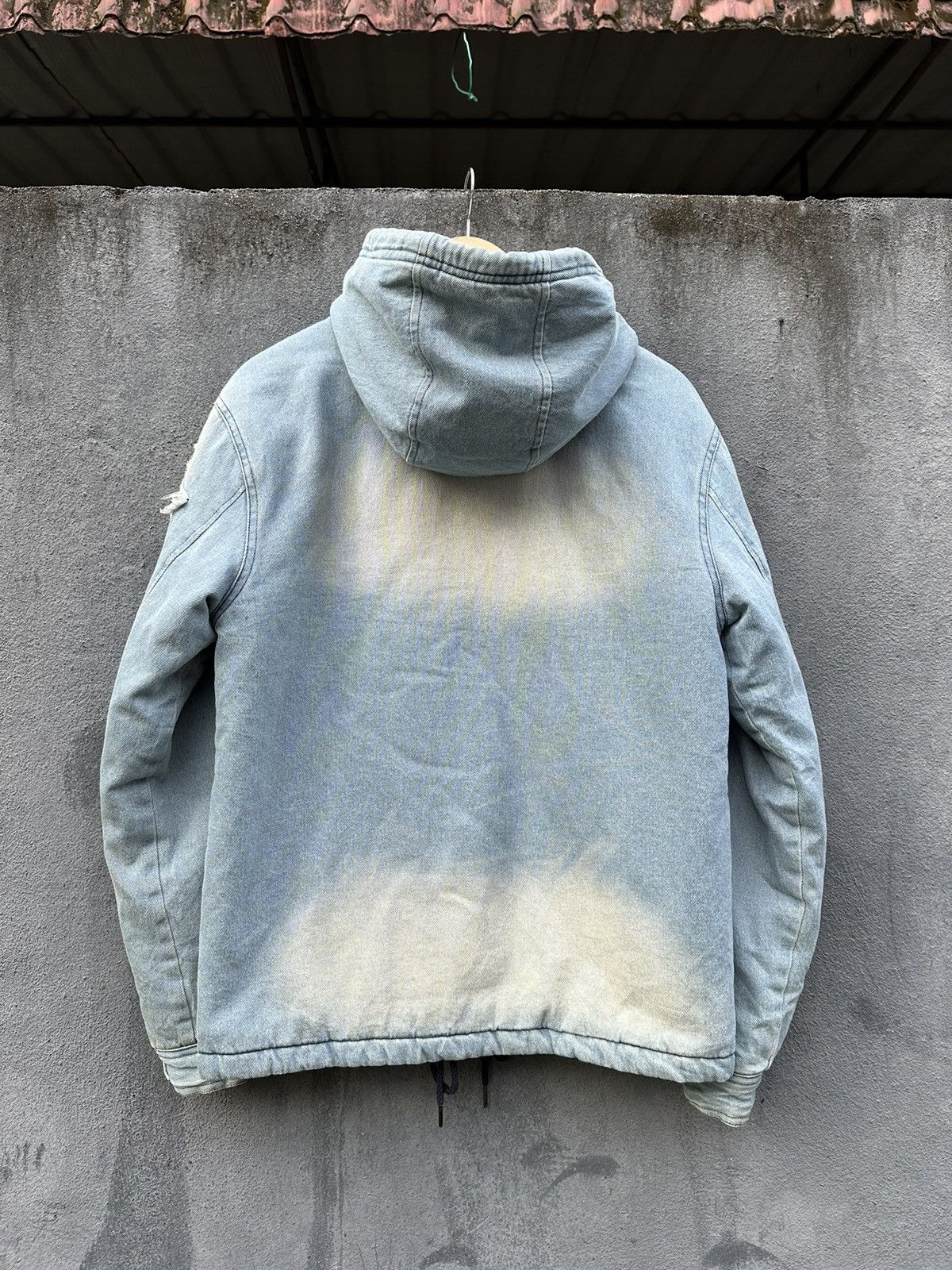 Vintage 👹Halham Fleece Hood Denim Bomber Jacket Size US L / EU 52-54 / 3 - 13 Thumbnail