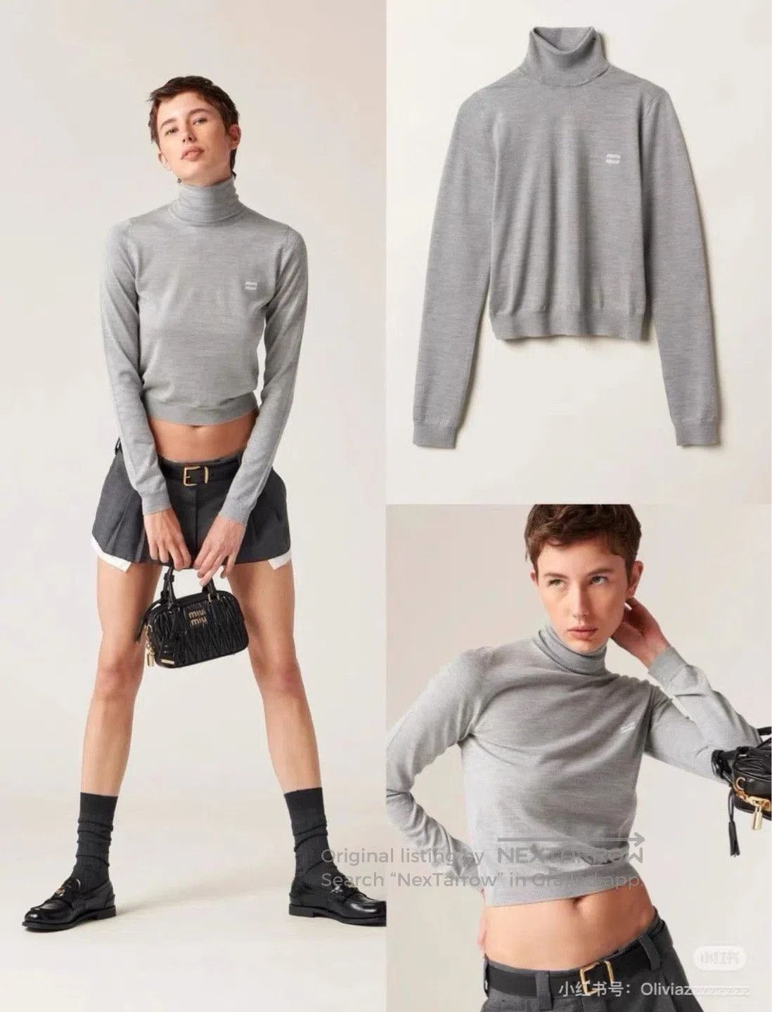 Miu Miu Miu Miu Gray Turtleneck Knit Sweater. Size S / US 4 / IT 40 - 4 Thumbnail