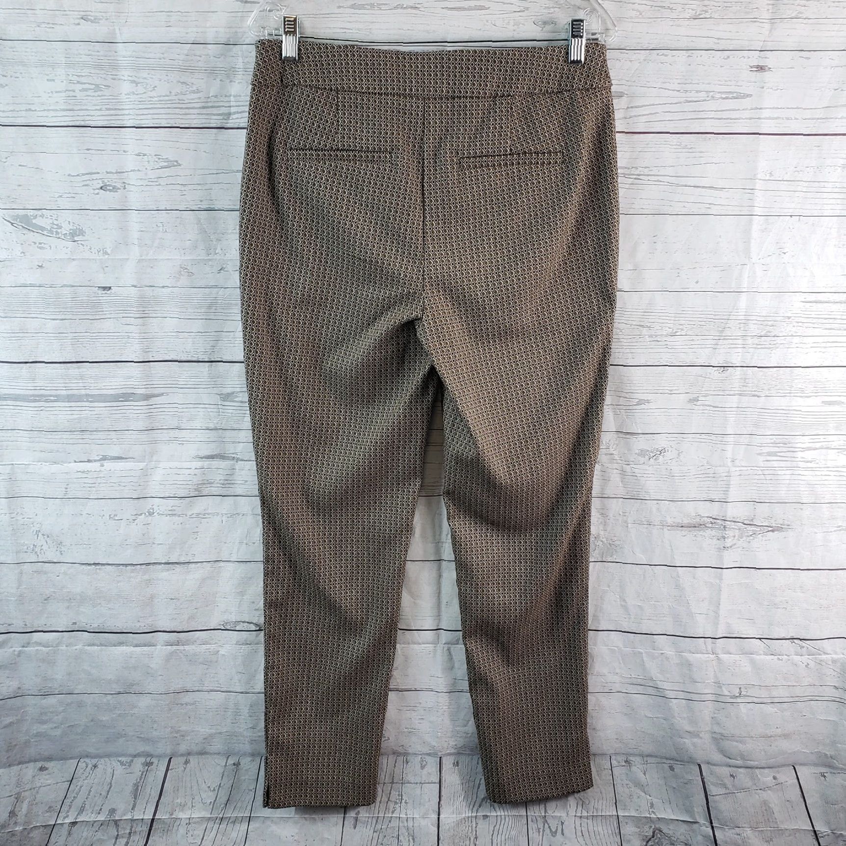 Vintage Chico's Womens Pants Pull On S 8 Black Brown Geometric Mid Rise Rayon Blend Size 30" / US 8 / IT 44 - 3 Thumbnail