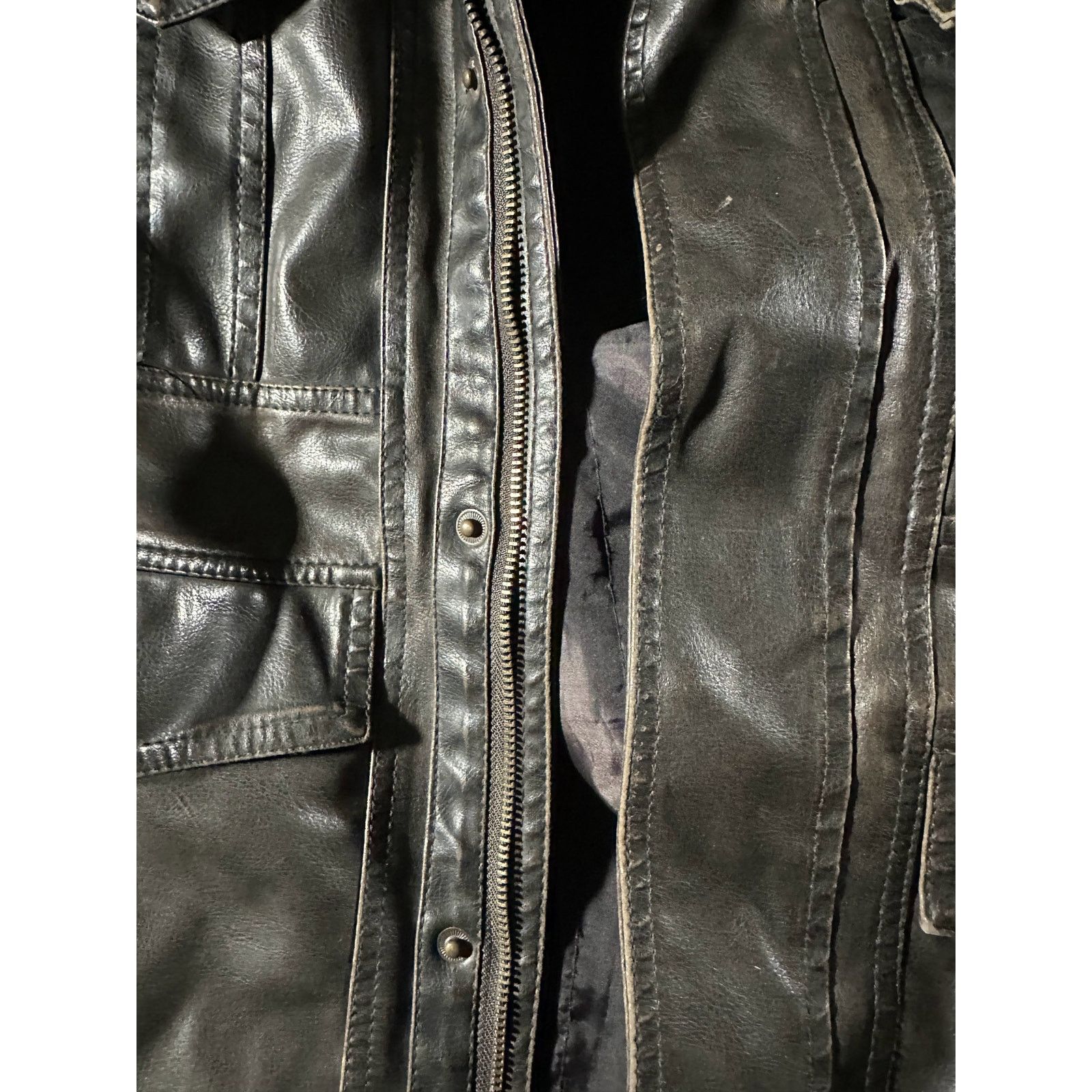Levi's Levis Jacket Mens Medium Dk Brown Faux Leather Stowaway Hood Size US M / EU 48-50 / 2 - 5 Thumbnail