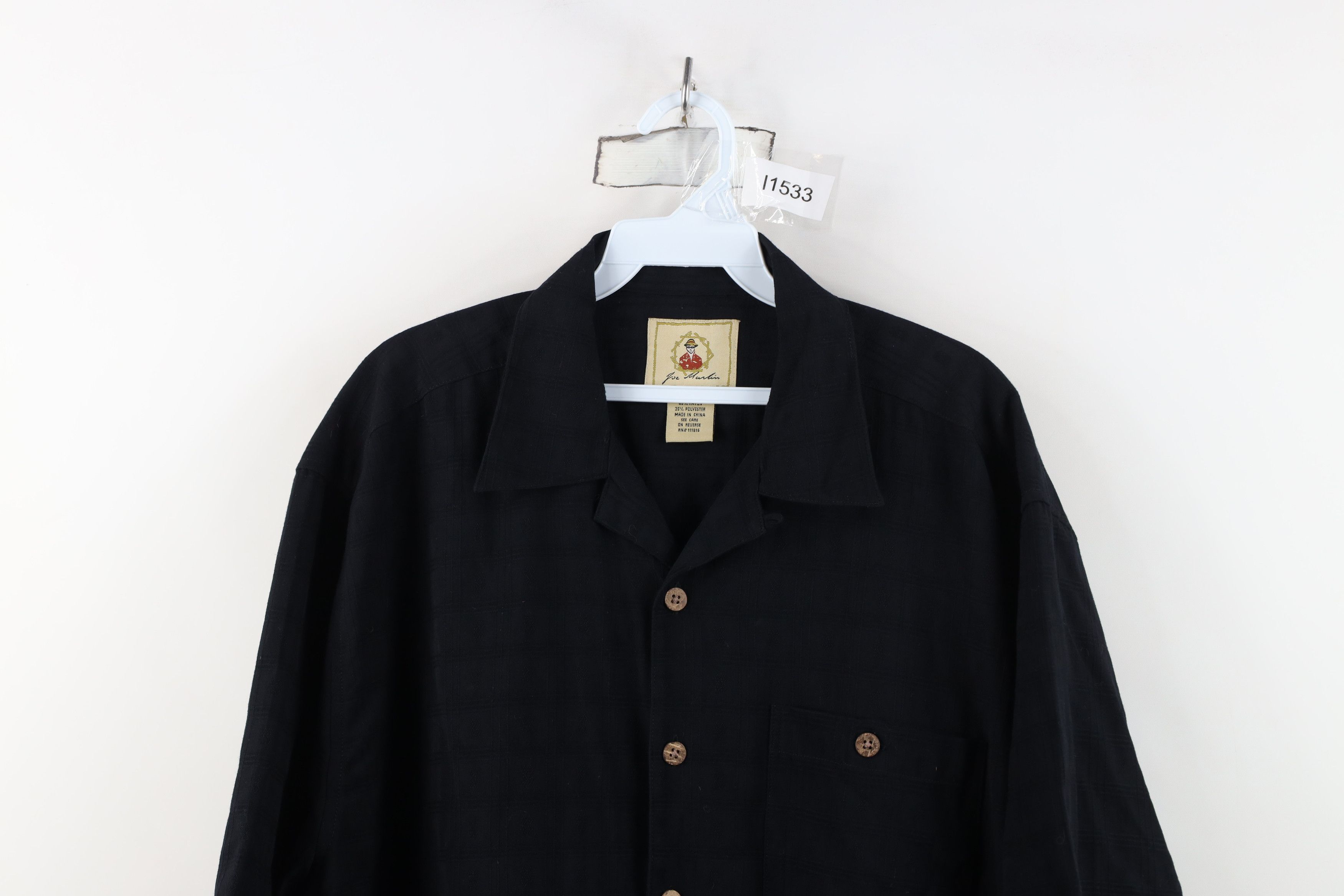 Vintage Vintage 90s Y2K Streetwear Loop Collar Button Shirt Black Size US XL / EU 56 / 4 - 2 Thumbnail