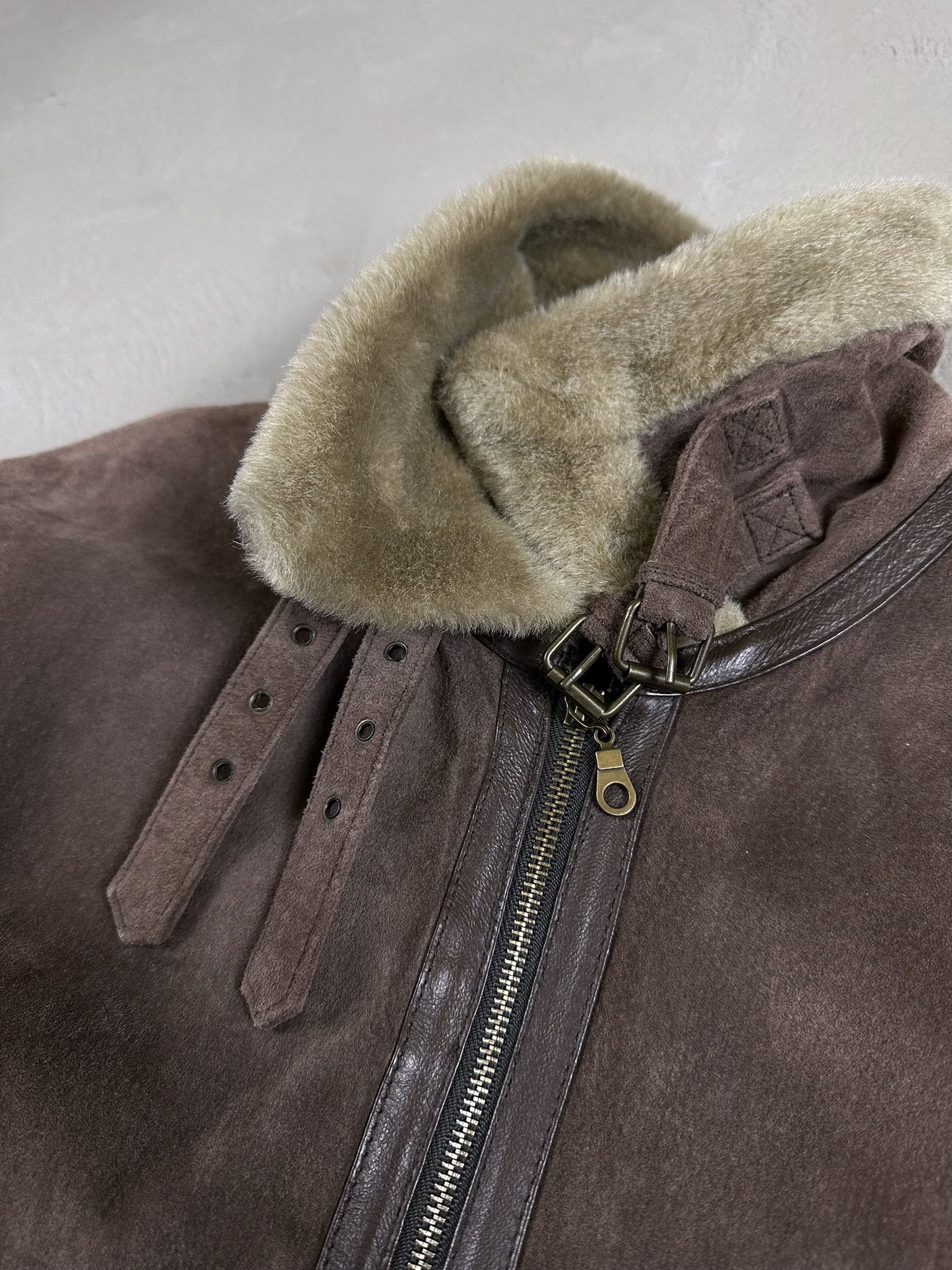 90s Vintage Sheepskin Leather Bomber Boxy Jacket